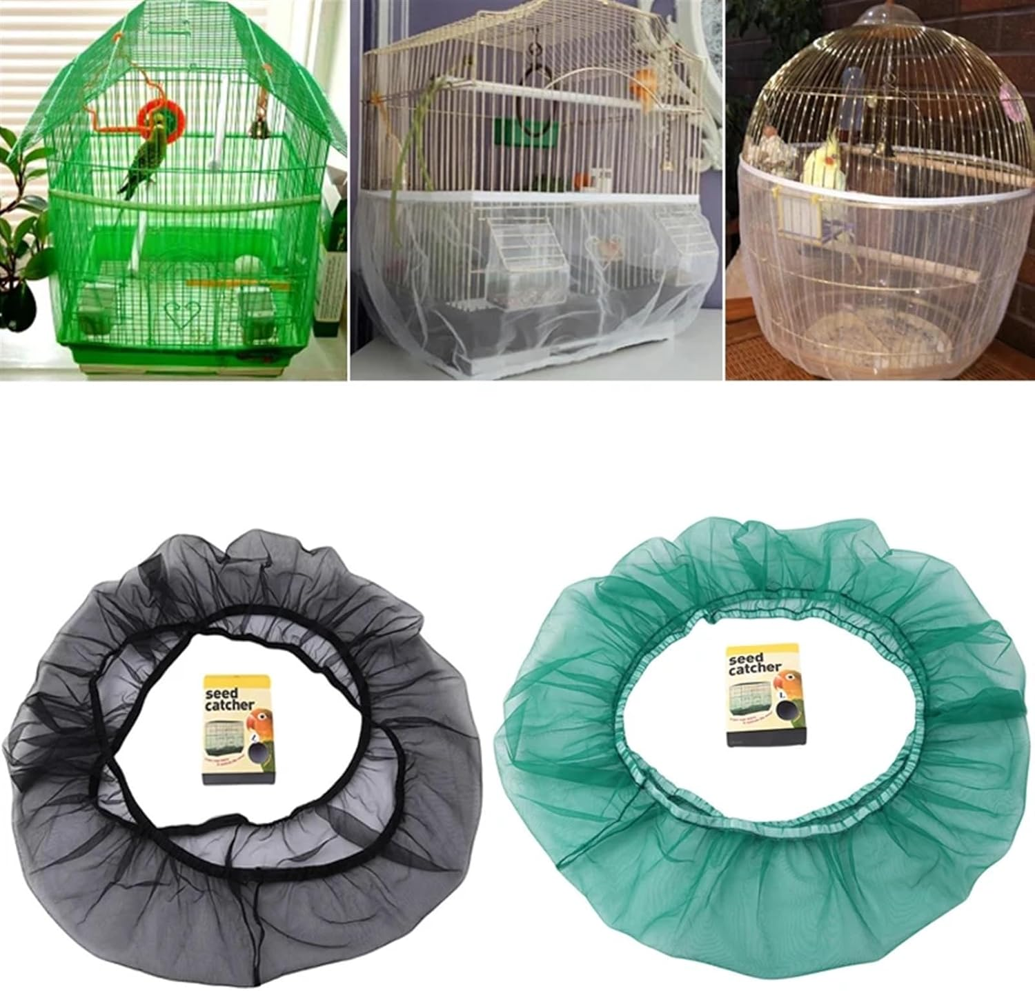 Zqnaznfdelarge Bird Cage Cover, Bird Cage Mesh Net Cover 4Pcs Easy Clean Bird Cage Covers Nylon Mesh Bird Cage Net(Green,L) image number 6