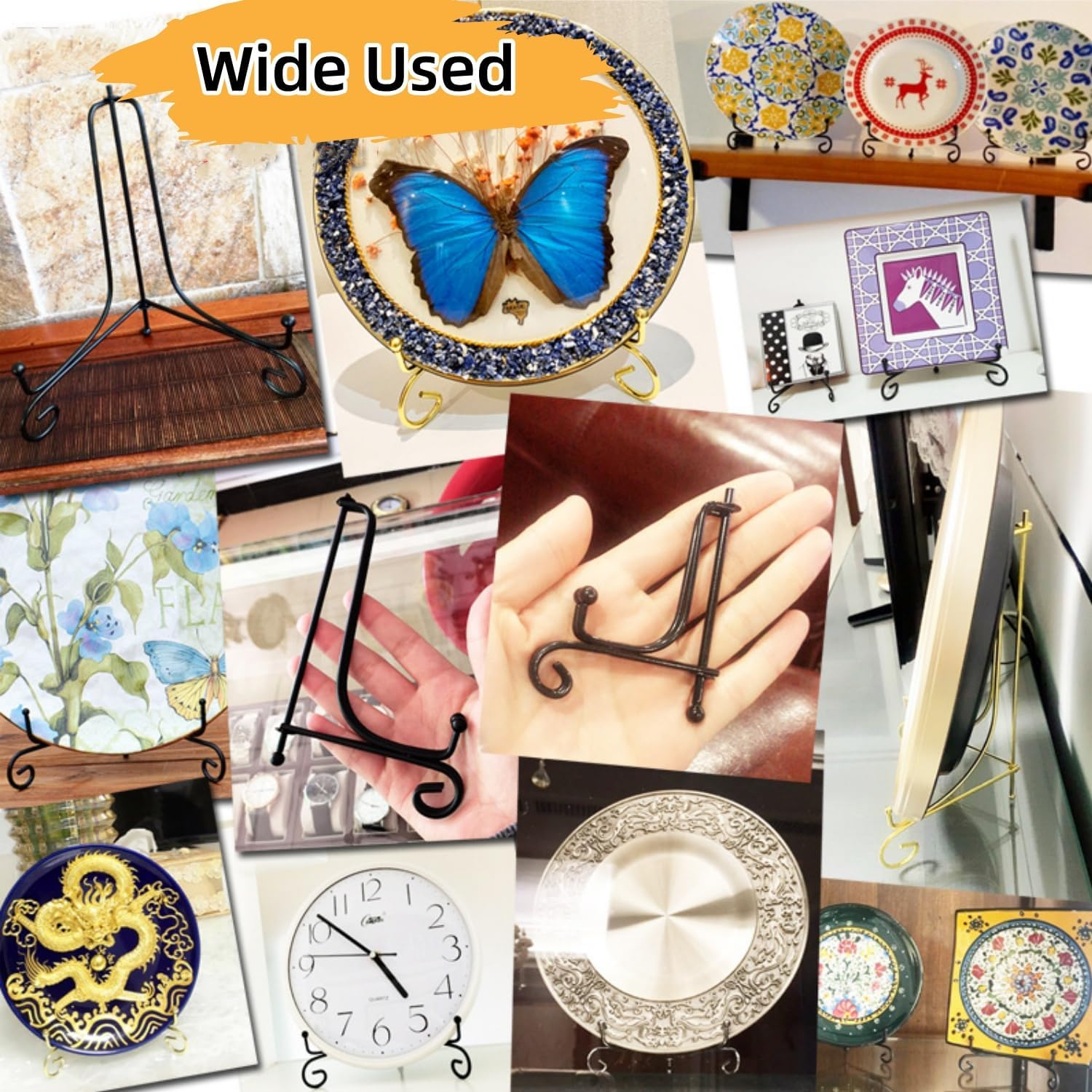 Plate Stands for Display, 4 Pcs Plate Holder Display Stand,6 Inch Metal Iron Picture Frame Holders Stand for Book Photo Small Easels Plaque Dish Art Tabletop Decorative Black image number 4