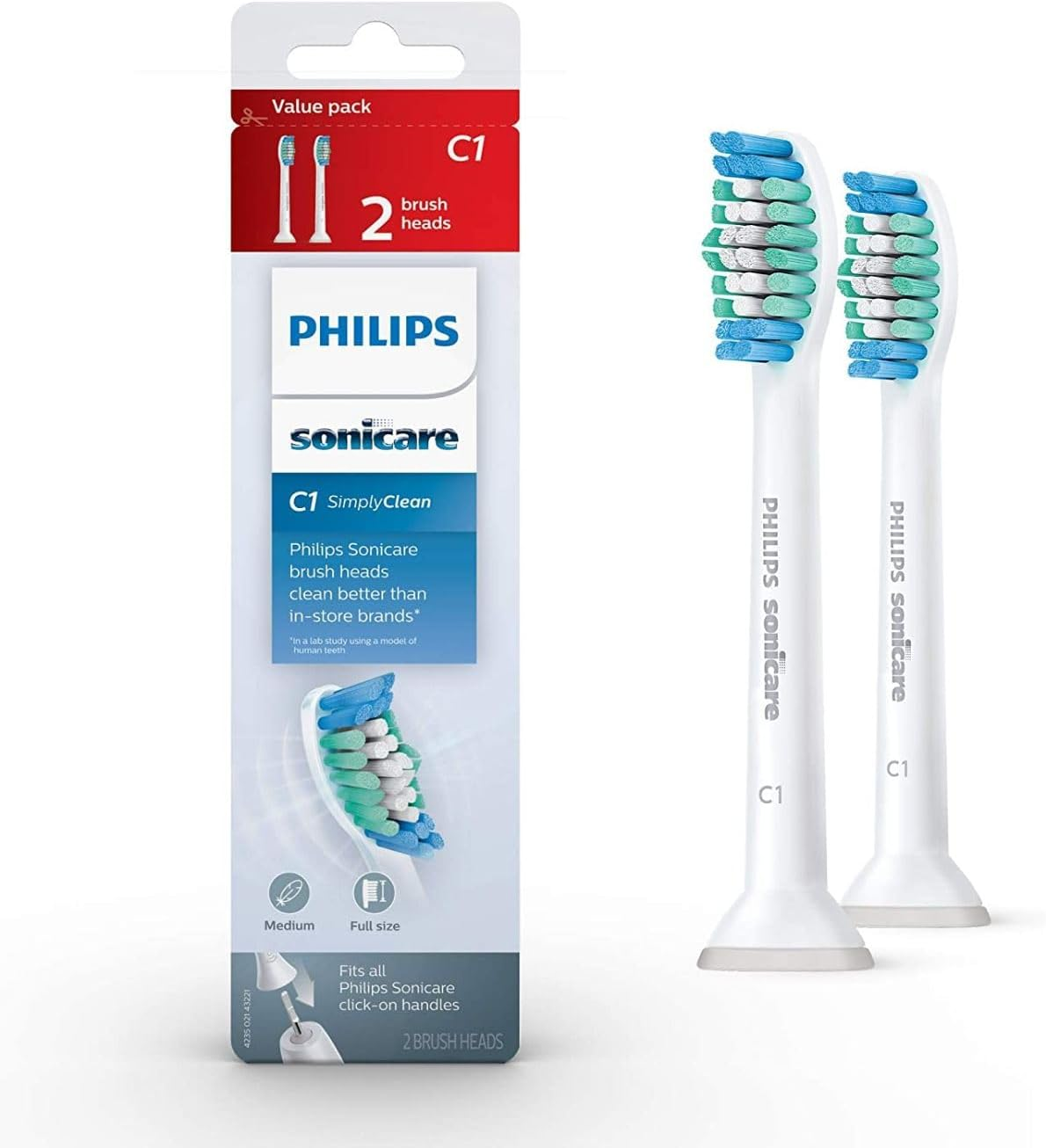 Philips Sonicare Genuine Simply Clean Replacement Toothbrush Heads, HX6012/04, 2-Pk image number 3