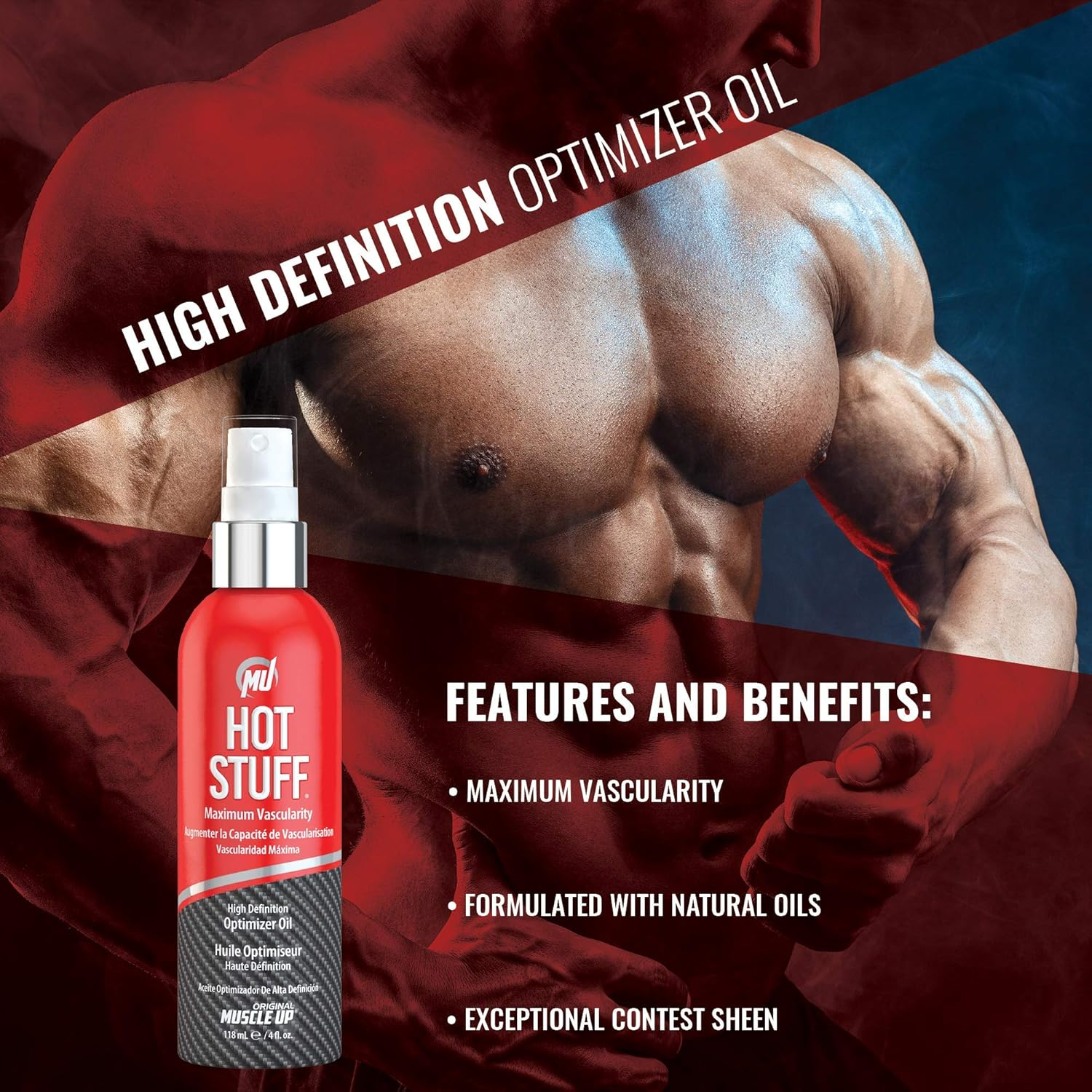 Pro Tan Hot Stuff Maximum Vascularity High Definition Optimizer Posing Oil, 4 Fl Oz.,Beige