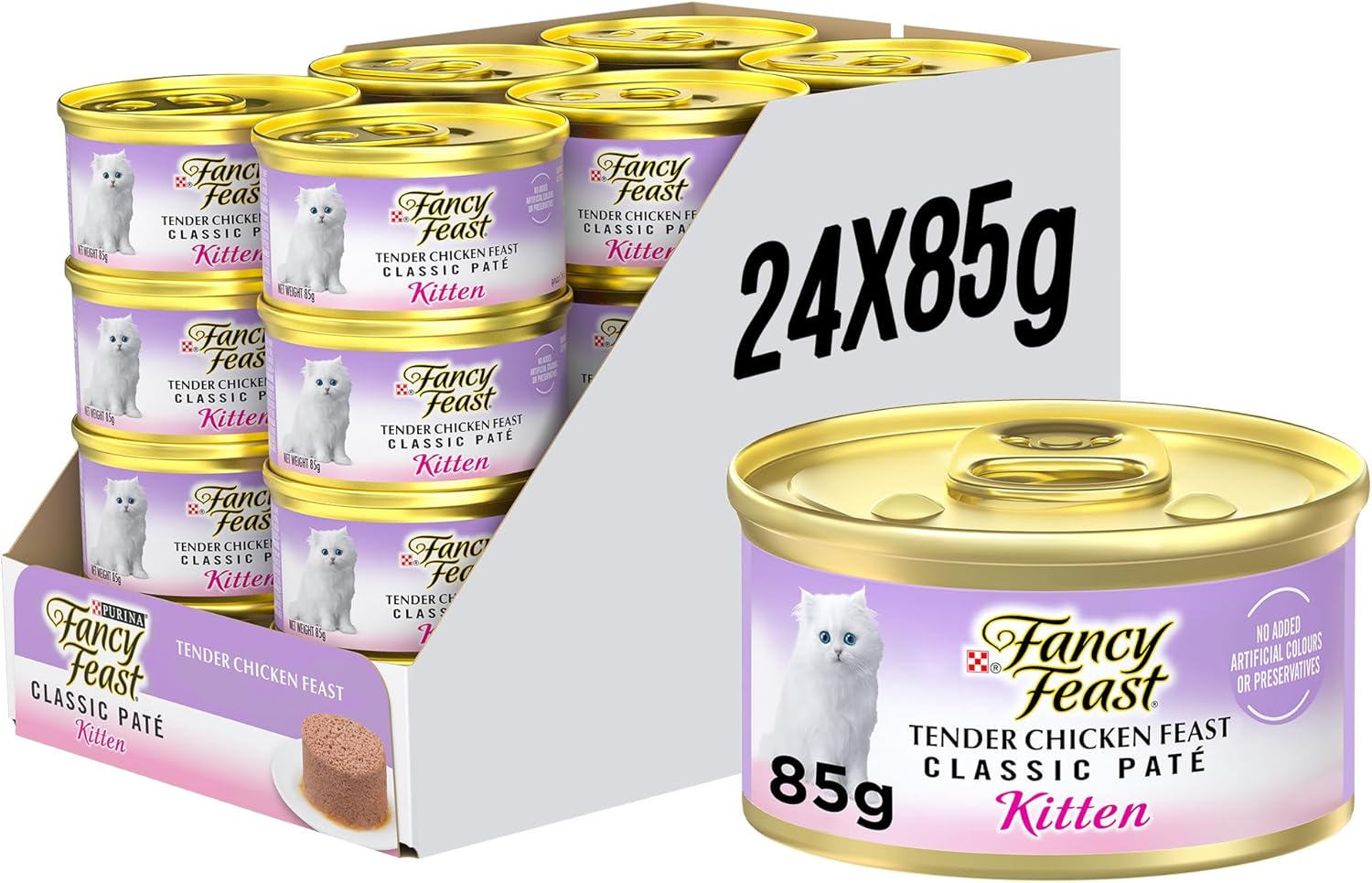 Fancy Feast Classic Pat&eacute; Kitten Wet Cat Foood Tender Chicken Feast 24X85G image number 3