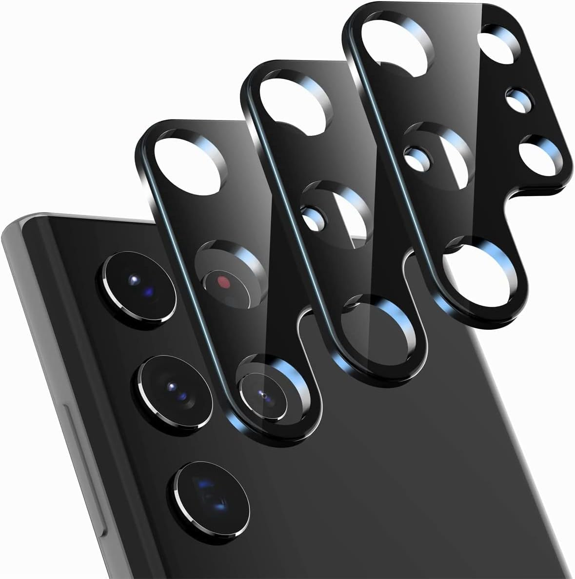 JOYCHER [3 Pack] Samsung Galaxy S23 Ultra Camera Lens Protector, 9H Tempered Glass Camera Cover Screen Protector, Case Friendly, Not Affect Flash Camera Cover Protection for Galaxy S23 Ultra 6.8'' image number 2