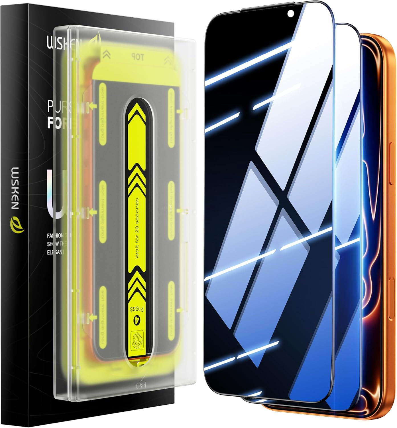 WSKEN for Iphone 17 Pro Screen Protector - [Auto-Dust Removal] [Top 9H+ Tempered Glass] 12FT Shatterproof Military Grade Diamond HD Durable Flim Easy Install Case Friendly, 2 Pack