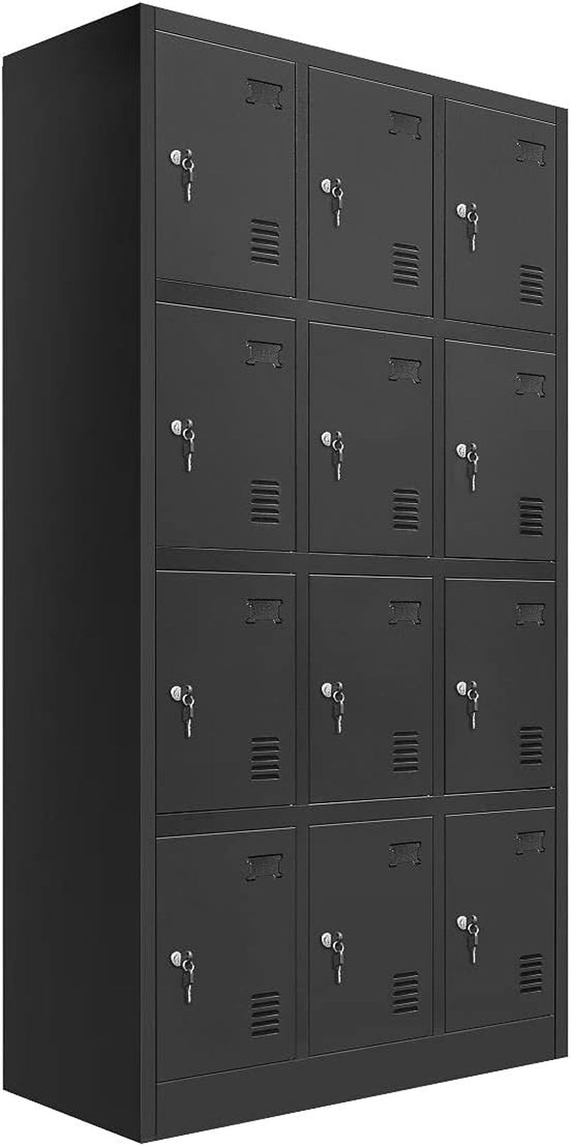 Locker Storage Cabinet 12 Doors Steel Office Storage with Lock for Gym Office School Home Stationary Classroom Black image number 2