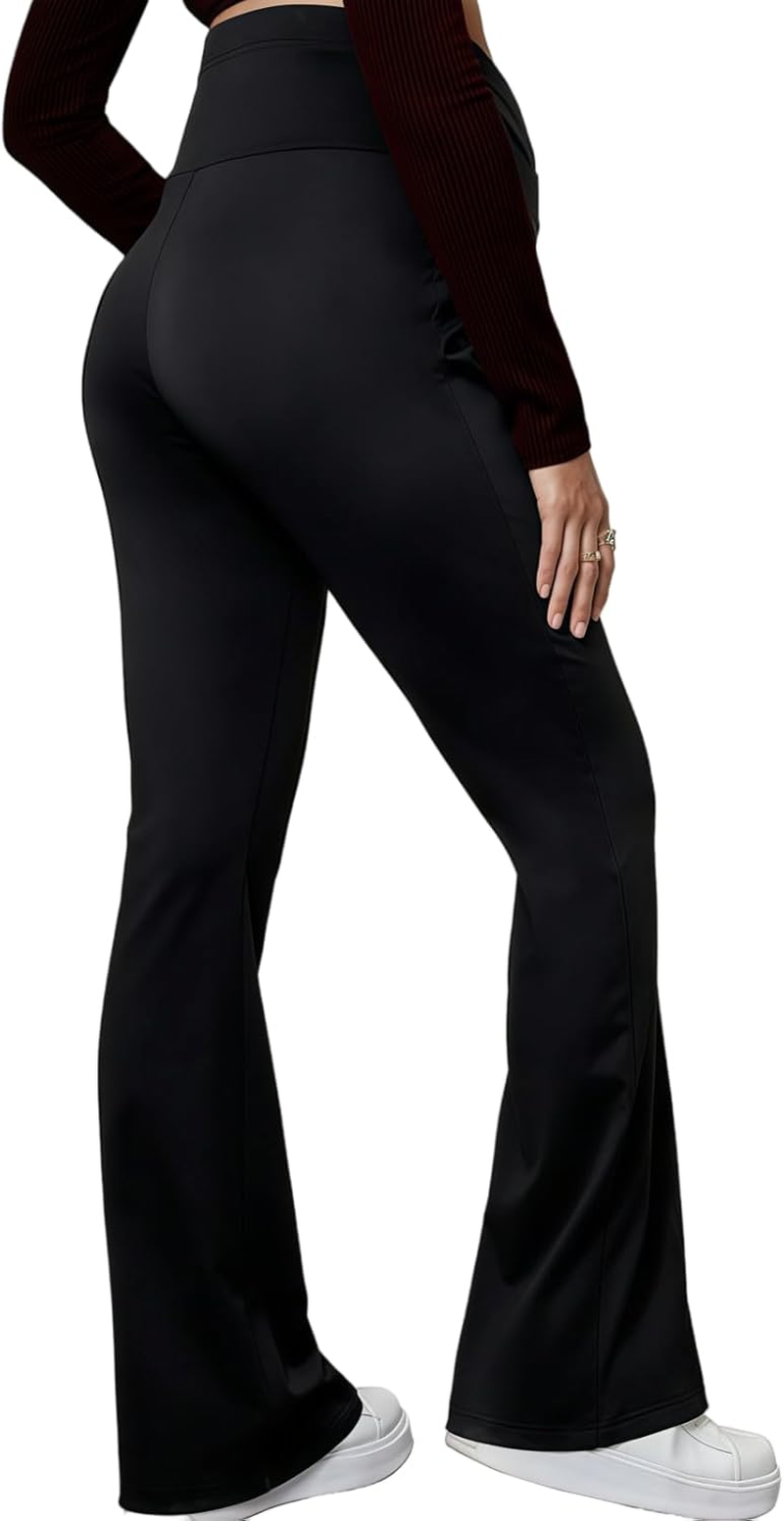 Wide Leg Maternity Trousers Women High Waisted Soft Stretchy over the Belly Pregnancy Sweatpants Workout Sports Activewear Loungewear Maternity Clothes Flared Pants image number 3