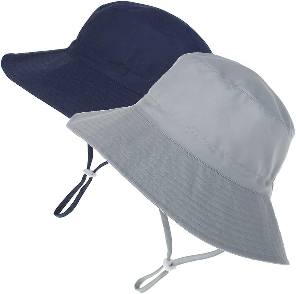 Maxnova Baby Sun Hat Toddler Summer UPF 50+ Baby Girl Bucket Hat Wide Brim Beach Hats for Baby Boys 0-7 Years 2Pack image number 6