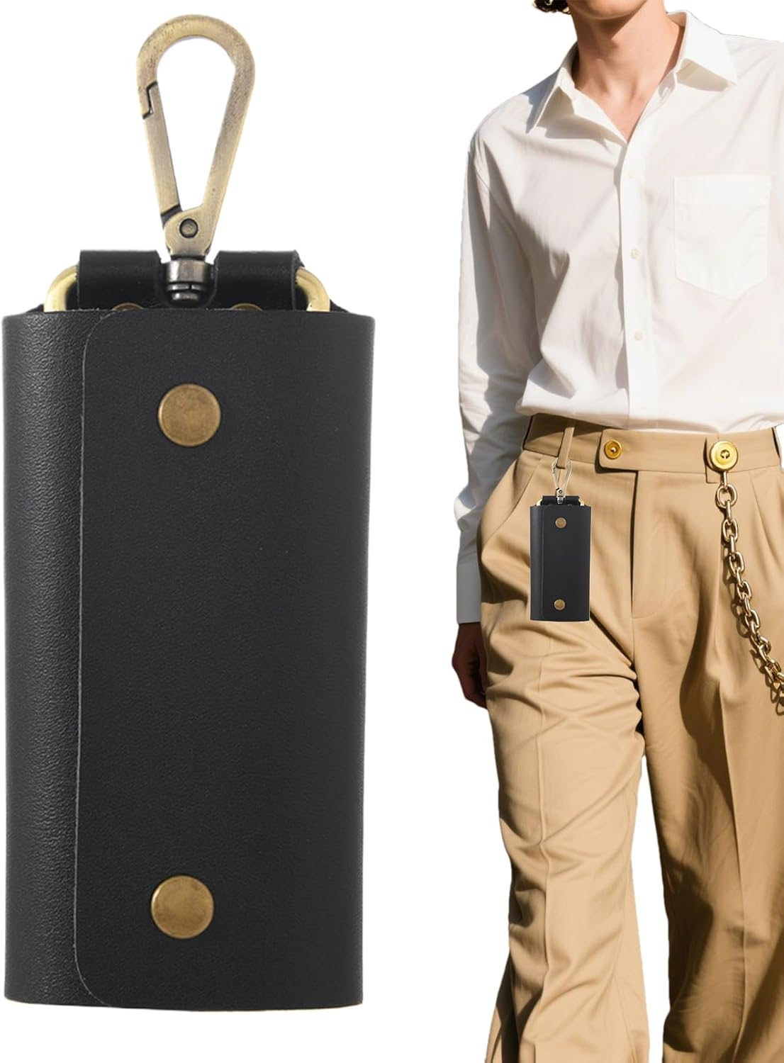 Key Wallet | PU Leather Key Organizer, Compact Wallet Organizer Retro Key Chain for Office School Belt Men Women, Black, Se R&eacute;f&eacute;rer Au Descriptif, Refer to Description