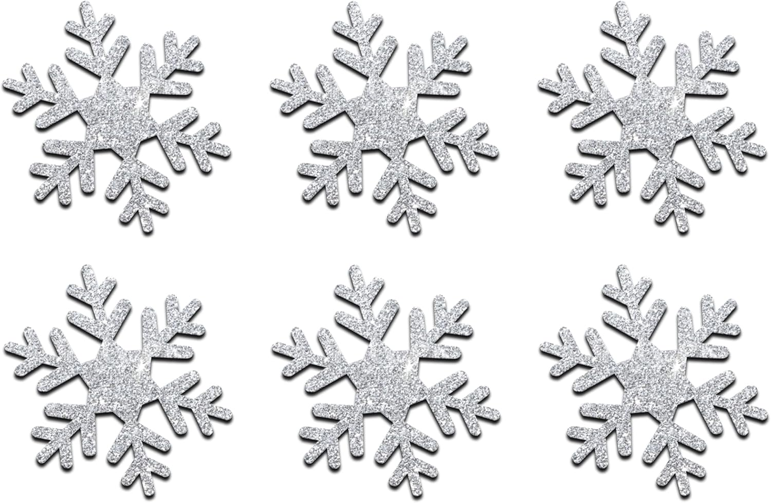 (Blue) - Blue 5 Pack = 15 Glitter 5.1Cm Snowflake Iron-On