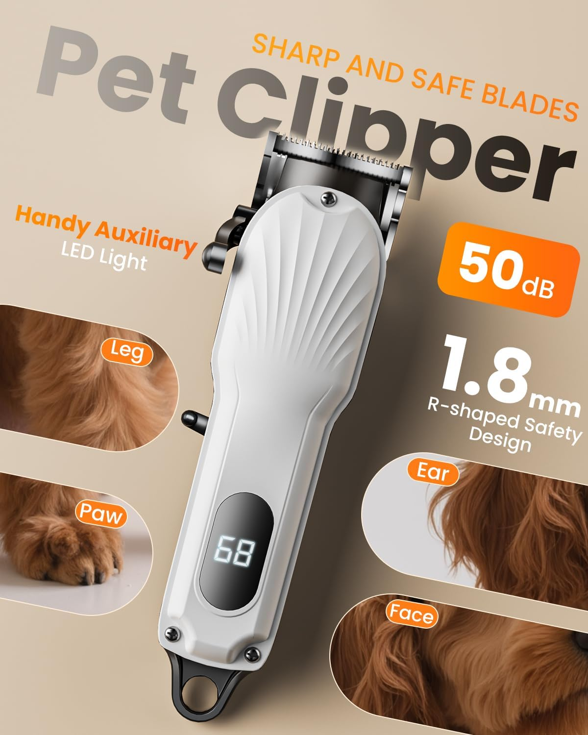 Micomlan Dog Clippers Grooming Kit - Low Noise Dog Paw Trimmer Nail Grinder Tool for Small & Large Pets with Thick & Heavy Coats, Rechargeable Cordless Shaver Grooming Supplies for Pet Cats Dogs image number 1