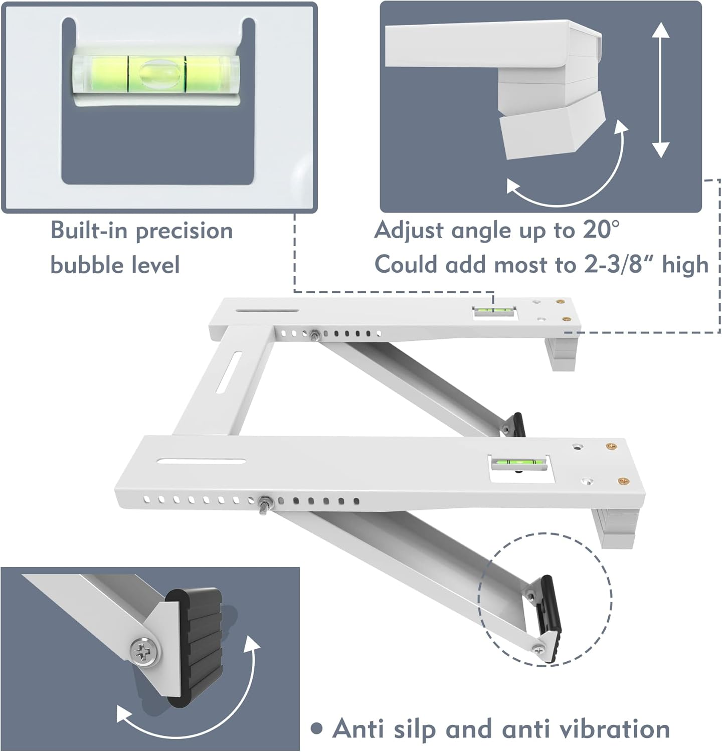 Flamorrow Window Air Conditioner Bracket, Heavy Duty Air Conditioner Support Bracket with 2 Arms, Universal Window AC Bracket Holds up to 200 Lbs for 5000 to 22000 BTU image number 5