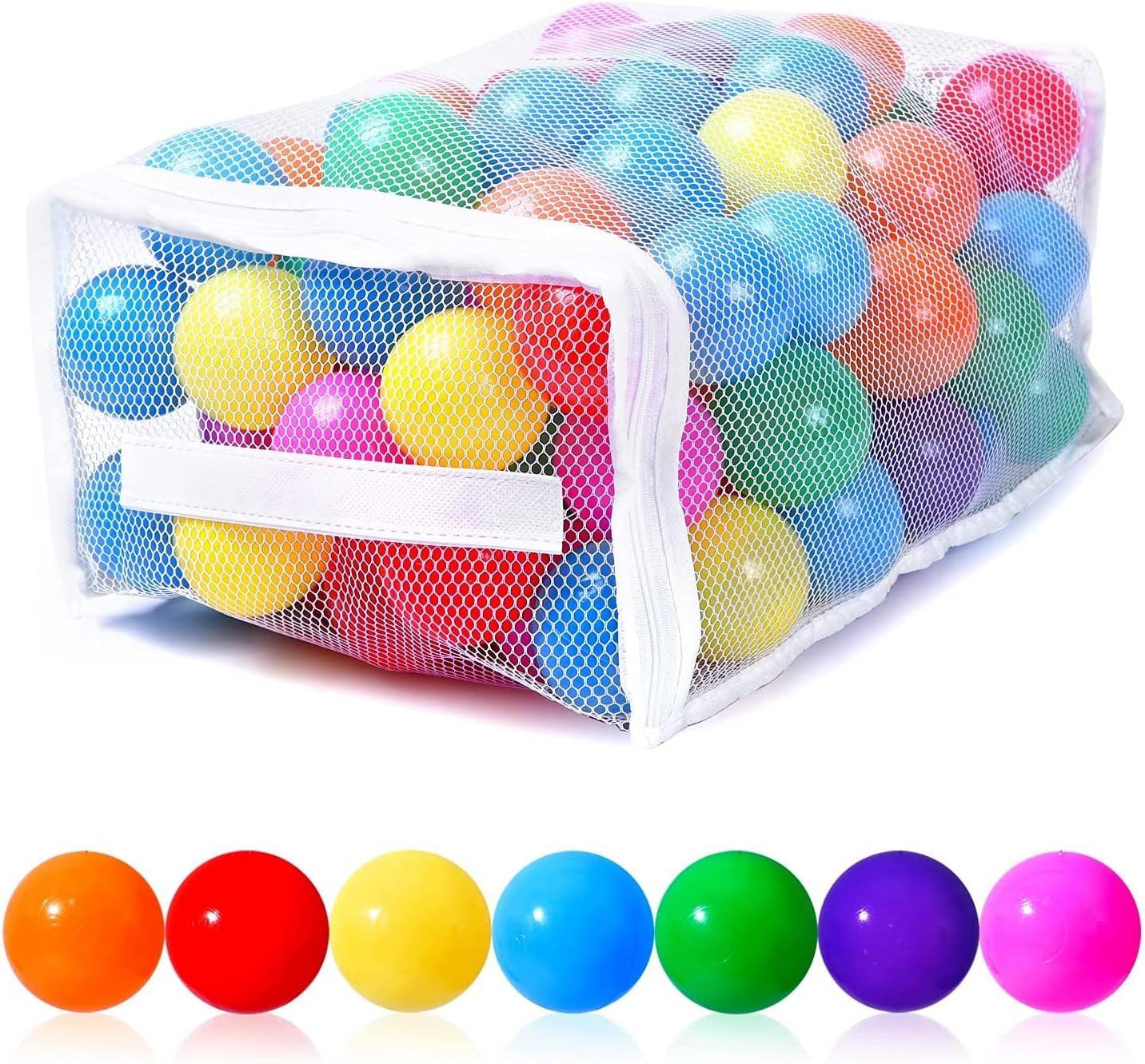 Playmaty Colorful Ball Pit Balls -2.16Inches Phthalate Free BPA Free Plastic Ocean Balls for Kids Swim Pit Fun Toys 100 Pieces for Toddlers and Baby Playhouse Play Tent Playpen Pool image number 3
