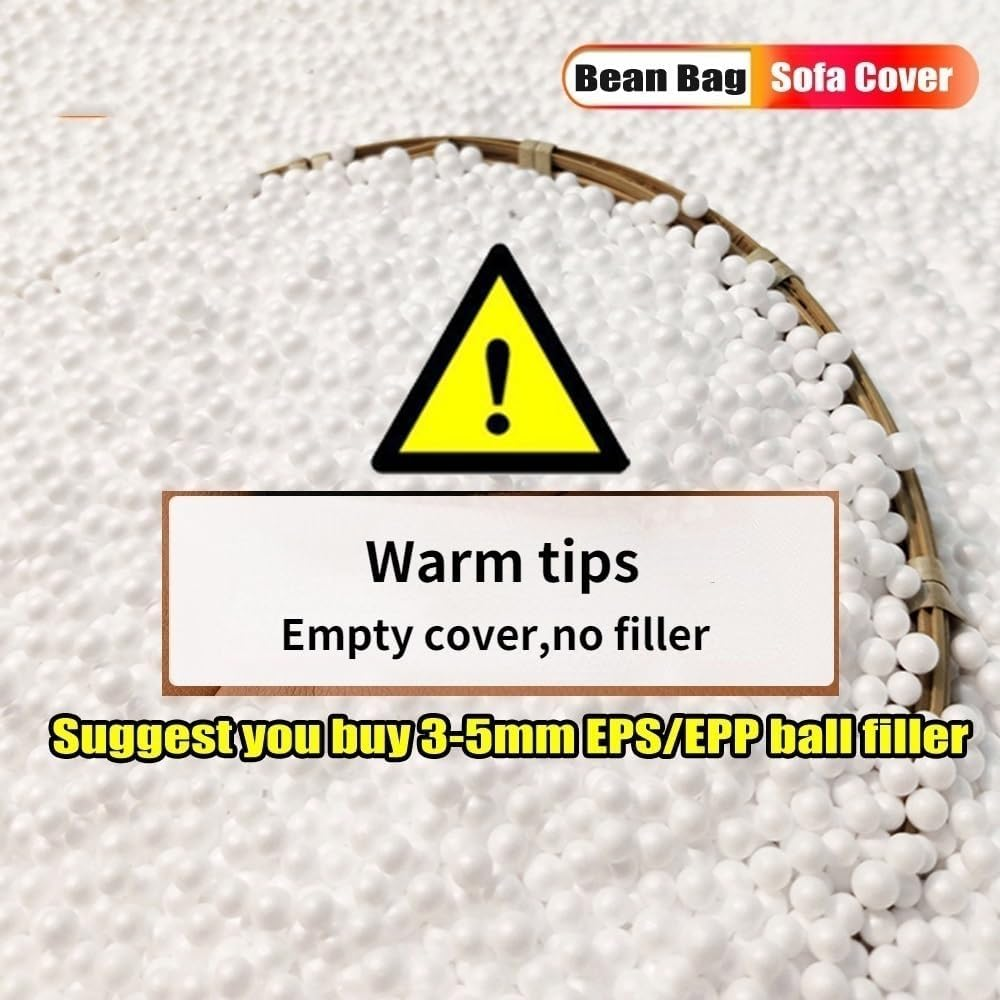 Bean Bag Chair Bean Bag Cover Chenille Single Lazy Sofa Cover Bean Bag Pouf Chair for Bedroom Living Room Garden, No Filler Kids Adults (Color : Mustard Green, Size : Empty Cover)