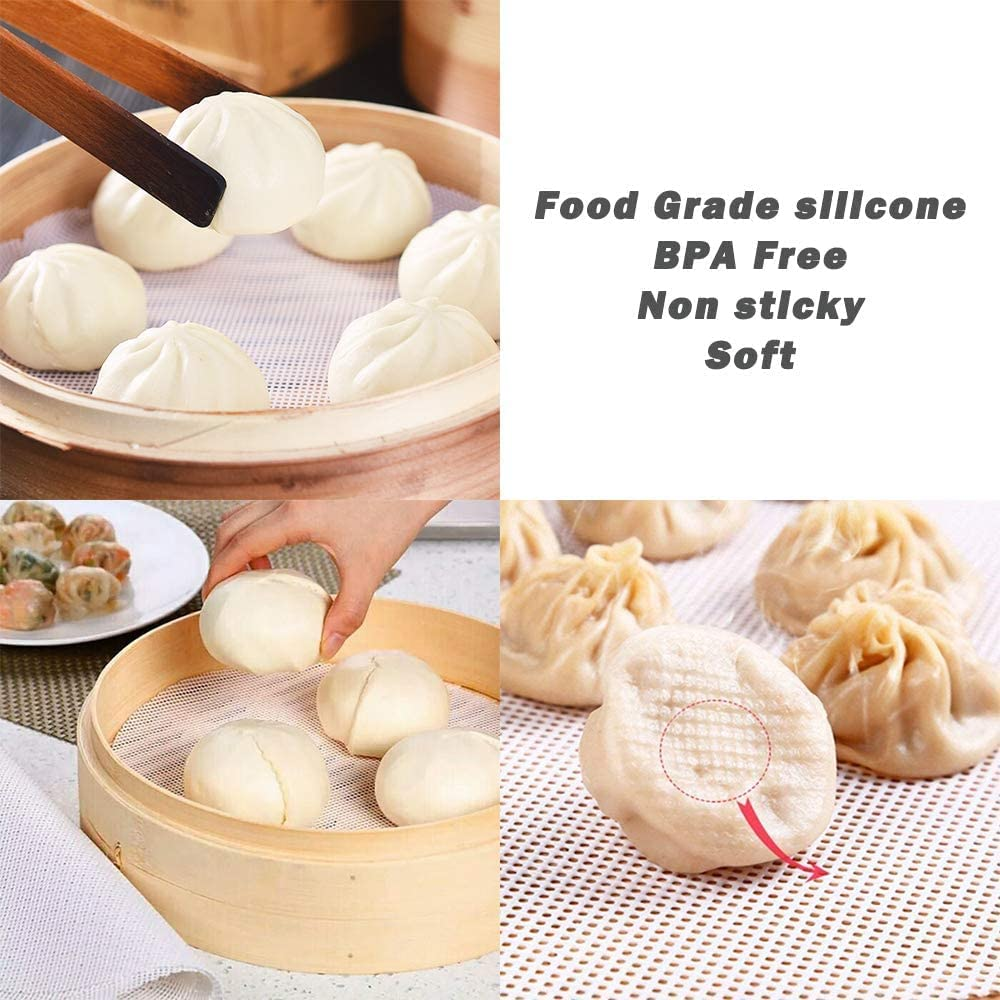 Silicone Steamer Liners, 5Pc Non-Stick Dumplings & Buns Mesh, 12In/30Cm image number 6