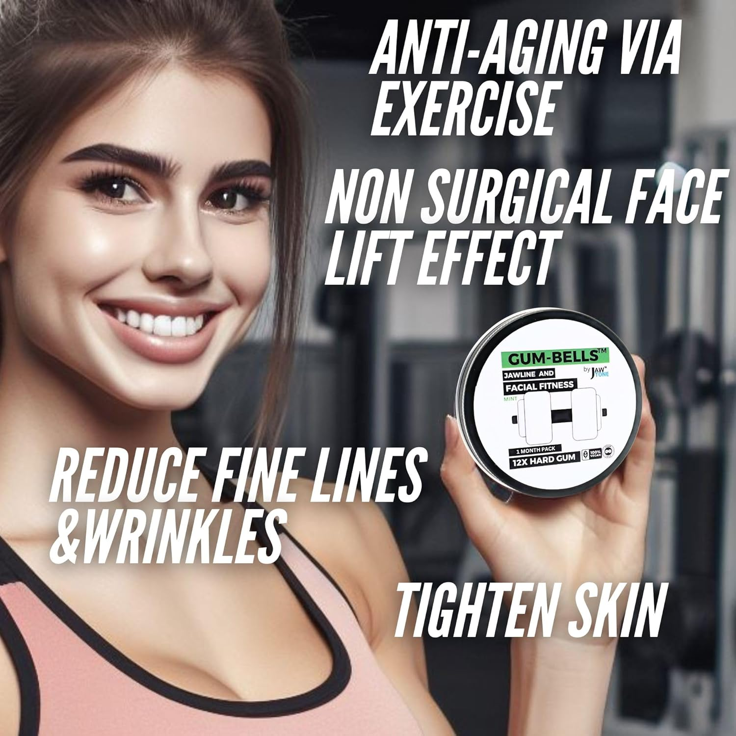 Gumbells&trade; 12Xhard Jawline & Facial Fitness Xylitol Chewing Gum (2MONTH-PACK) Enhance, Define & Strengthen Your Jaw Jawline Face Mouth & Jawrz Chios Style Workout Exerciser Trainer GUM 4 Men & Women image number 4