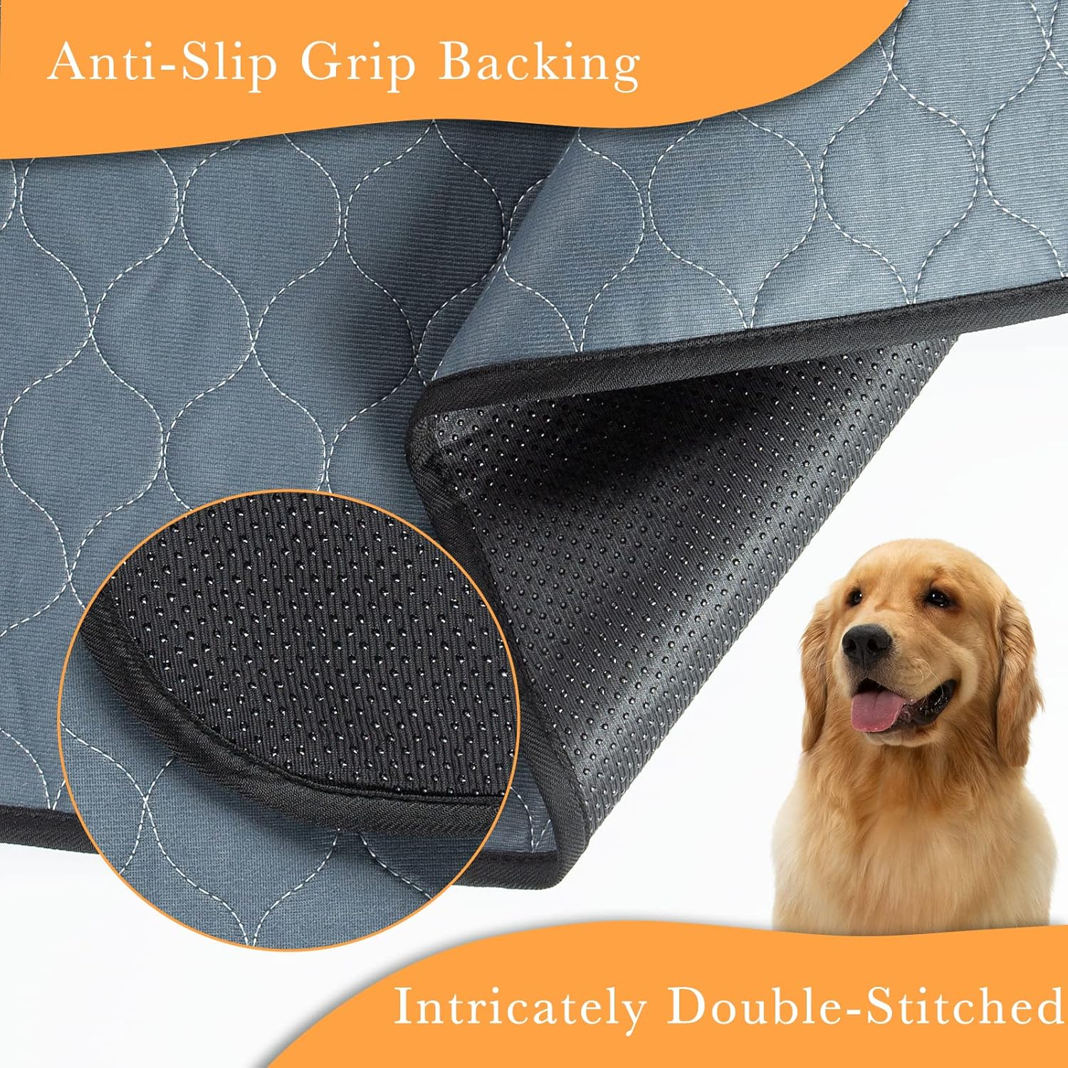 Washable Pee Pads for Dogs 2 Pack, 183X183Cm, Reusable Puppy Pads, Dog Training Pads with Quick Dry, Anti-Slip Dog Cat Pee Pads, Whelping Pads, Potty Pad.