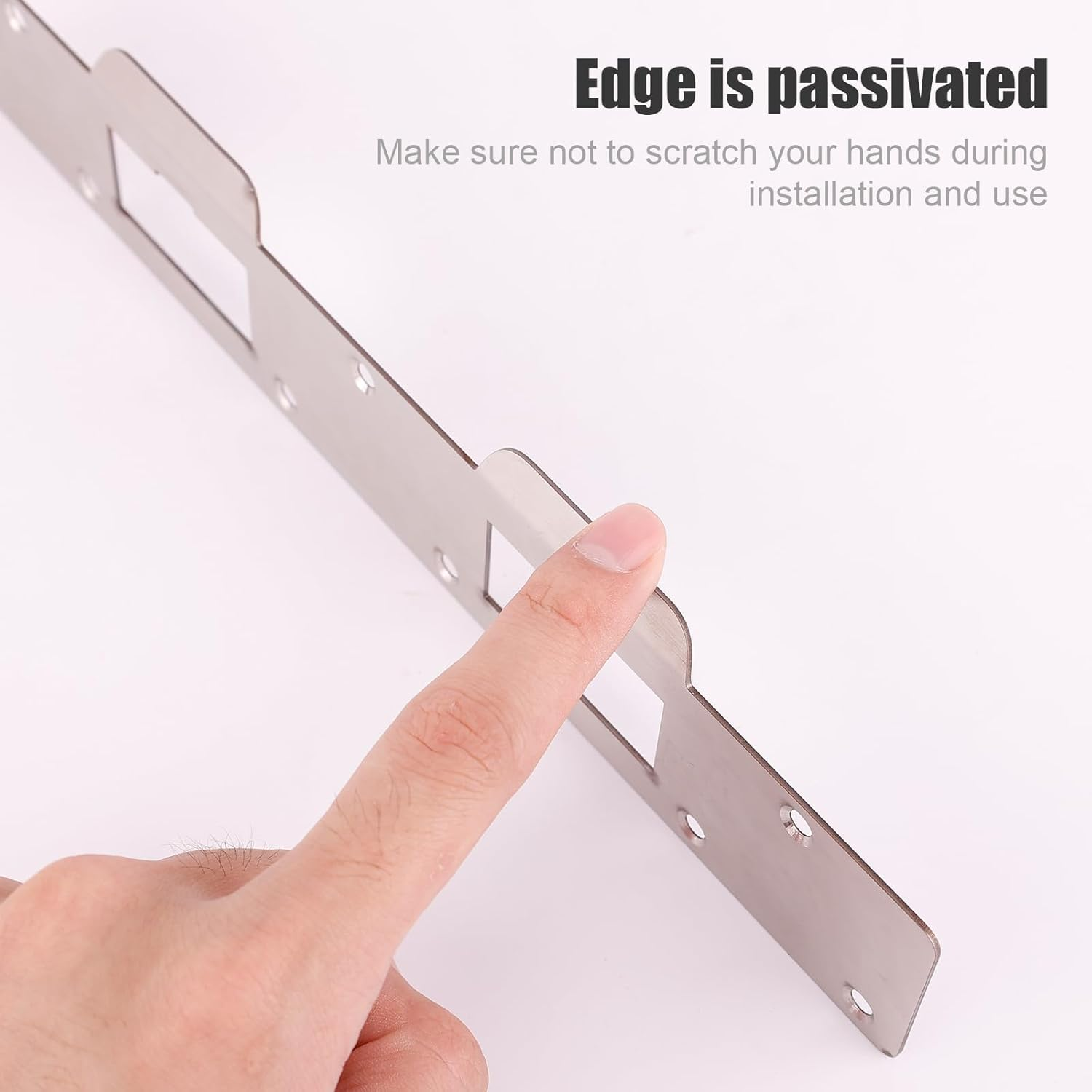 Door Strike Plate Double Holes, Security Door Latch Strike Plate Extended Strike Plate Door Reinforcement Plate Metal Steel Door Striker Plate for Exterior Interior Door Deadbolt Fix Door Frame image number 3