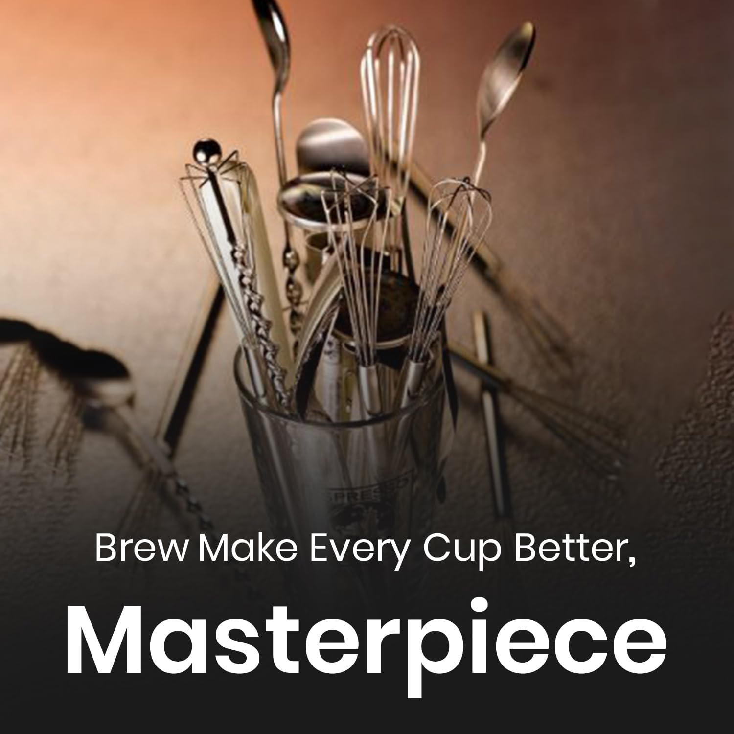 Rattleware 10.25" Long-Handle Silver Espresso Whisk - Perfect Coffee Distribution, Stainless-Steel Triangular Design, Ideal for Commercial & Home Use image number 1