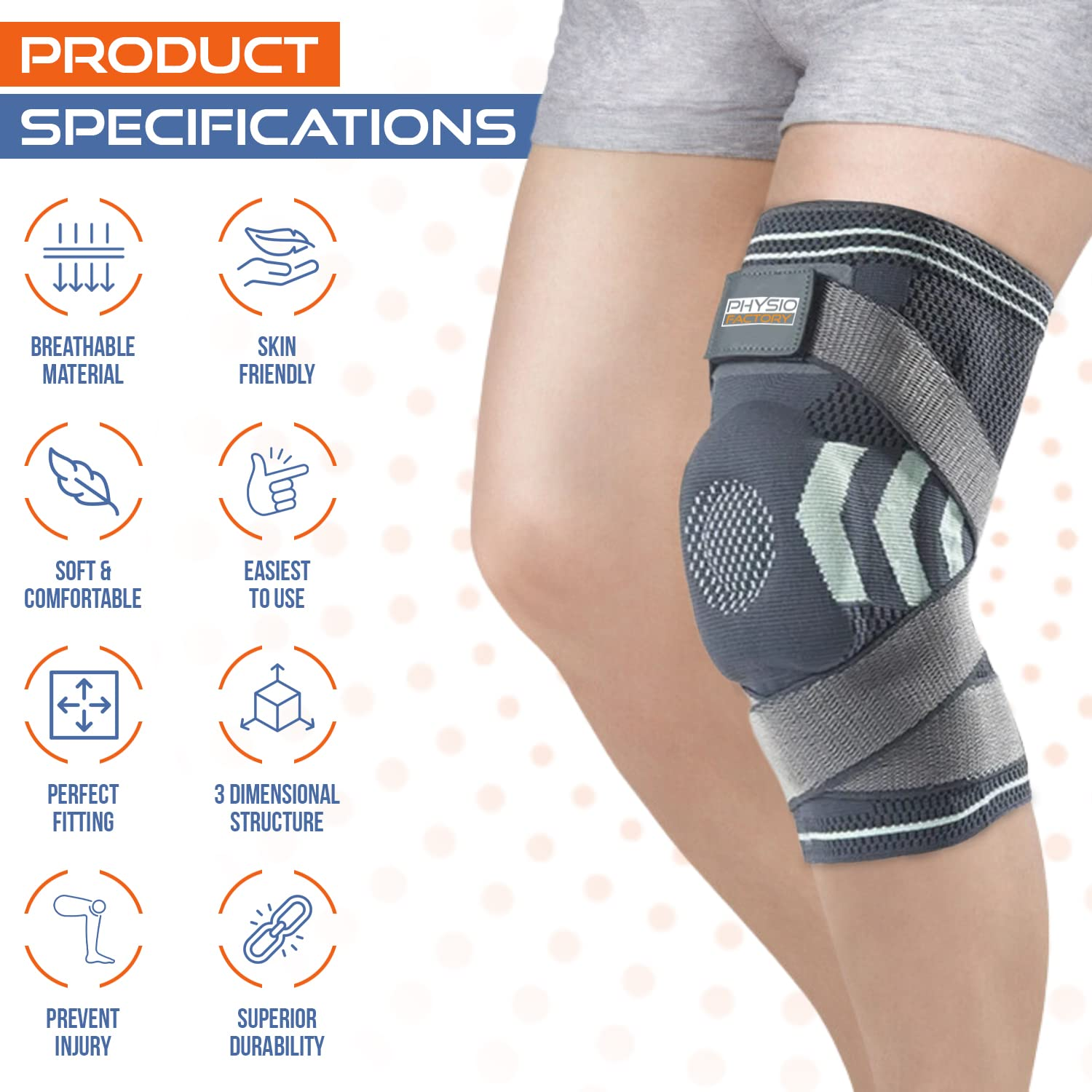 Knee Support. Knee Brace for Knee Pain, Knee Compression Sleeve. Knee Brace Support for Women and Men in Sport. Knee Support Brace for Arthritis. Knee Sleeves. Blue (XL) image number 4