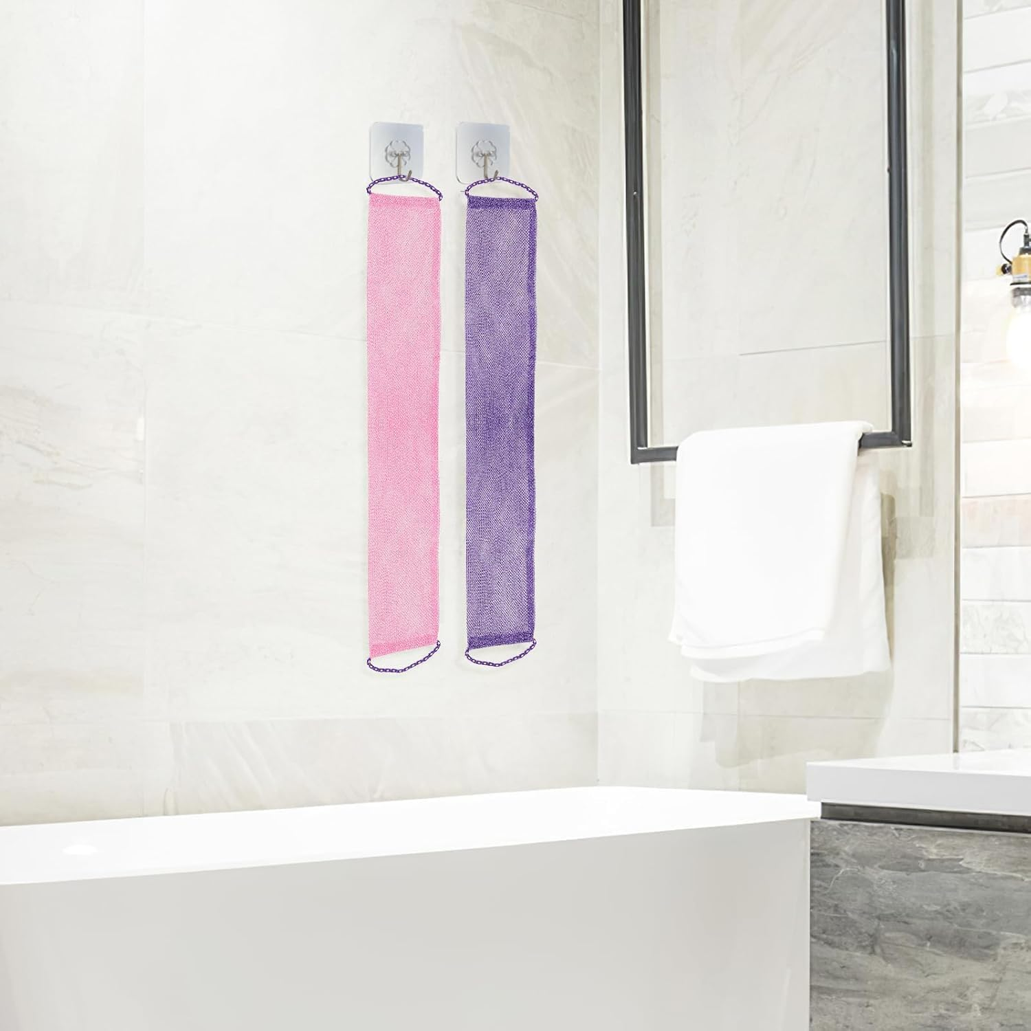 Generic Nylon African Exfoliating Net, 2-Piece Set (Purple + Pink), Traditional Style, Loofah Sponge for Body Washing image number 4