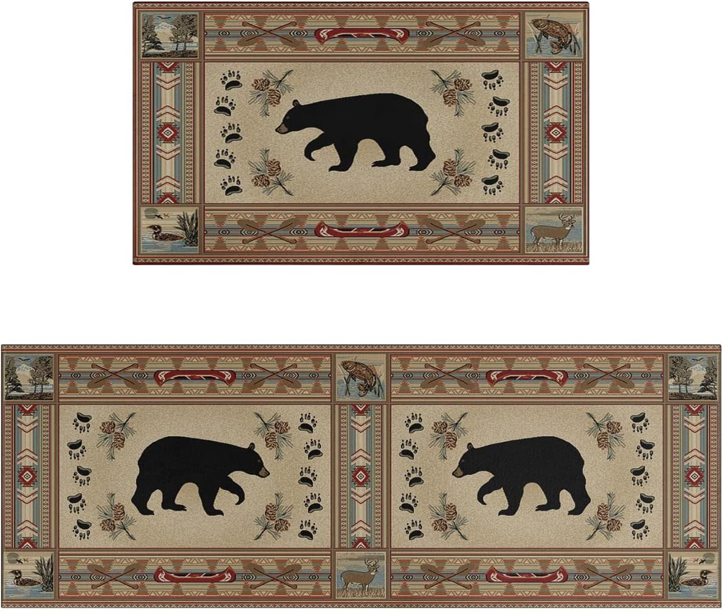 Faptoena Rustic Kitchen Rugs and Mats Sets of 2,Western Texas Star Kitchen Decoration Non-Slip Absorbent Kitchen Mat for Sink Waterproof Floor Mat for Laundry Room