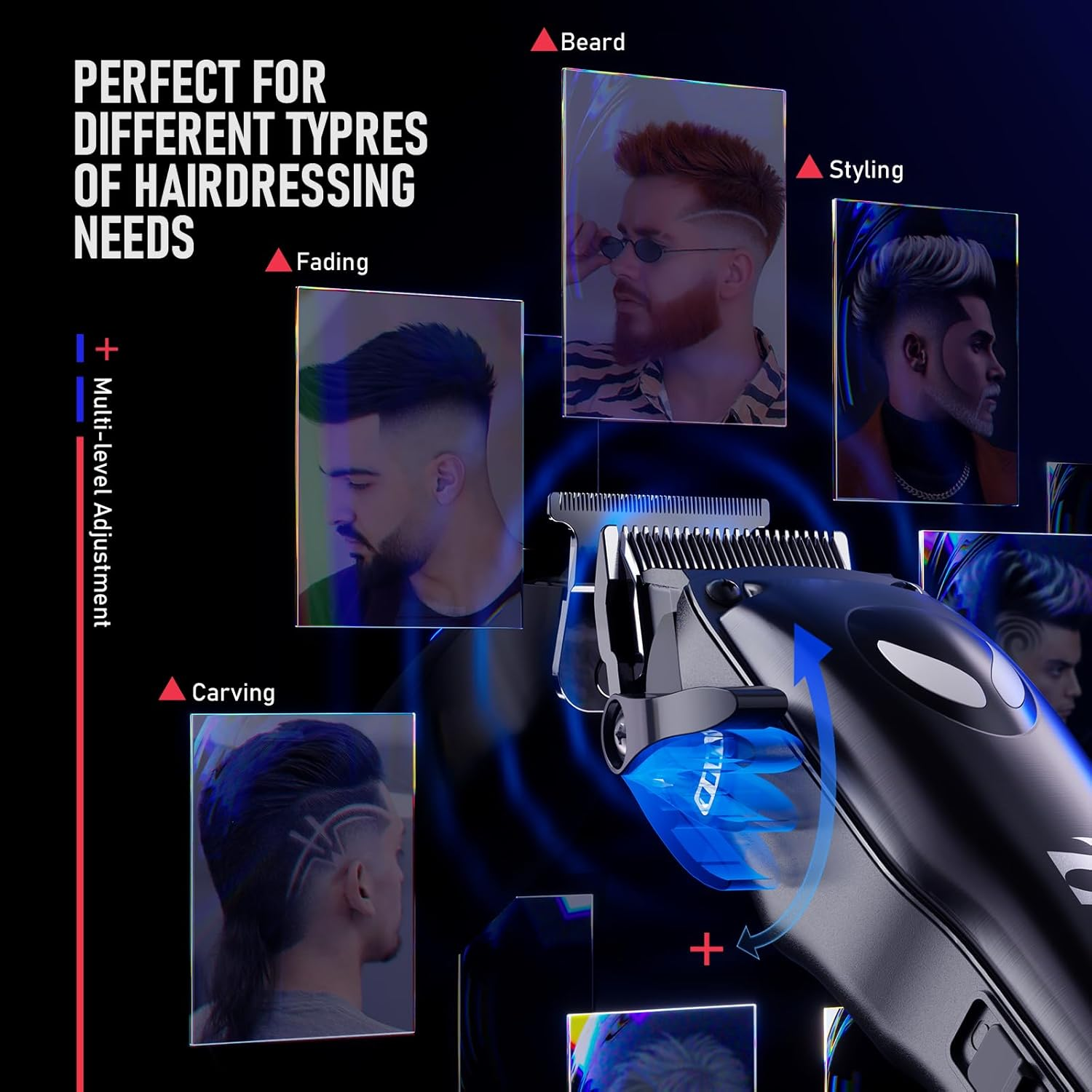 SUPRENT Professional Hair Clippers for Men &ndash; Cordless Hair Cutting Kit, Electric Clippers & Trimmer Combo Set, Rechargeable Haircut Kit for Barber & Home Use, 7500 RPM Motor image number 5