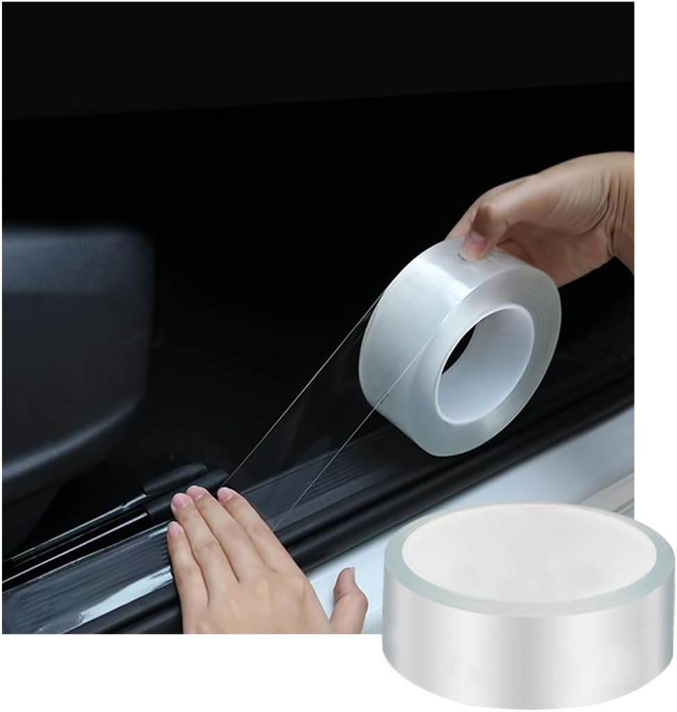 Ziciner Car Door Sill Protector Strip, Transparent Invisible Door Edge Guard, Anti-Collision Auto Door Entry Protection Film, Universal Fit for Most Vehicle Front Rear Bumper (2.8 in X 33 Ft)