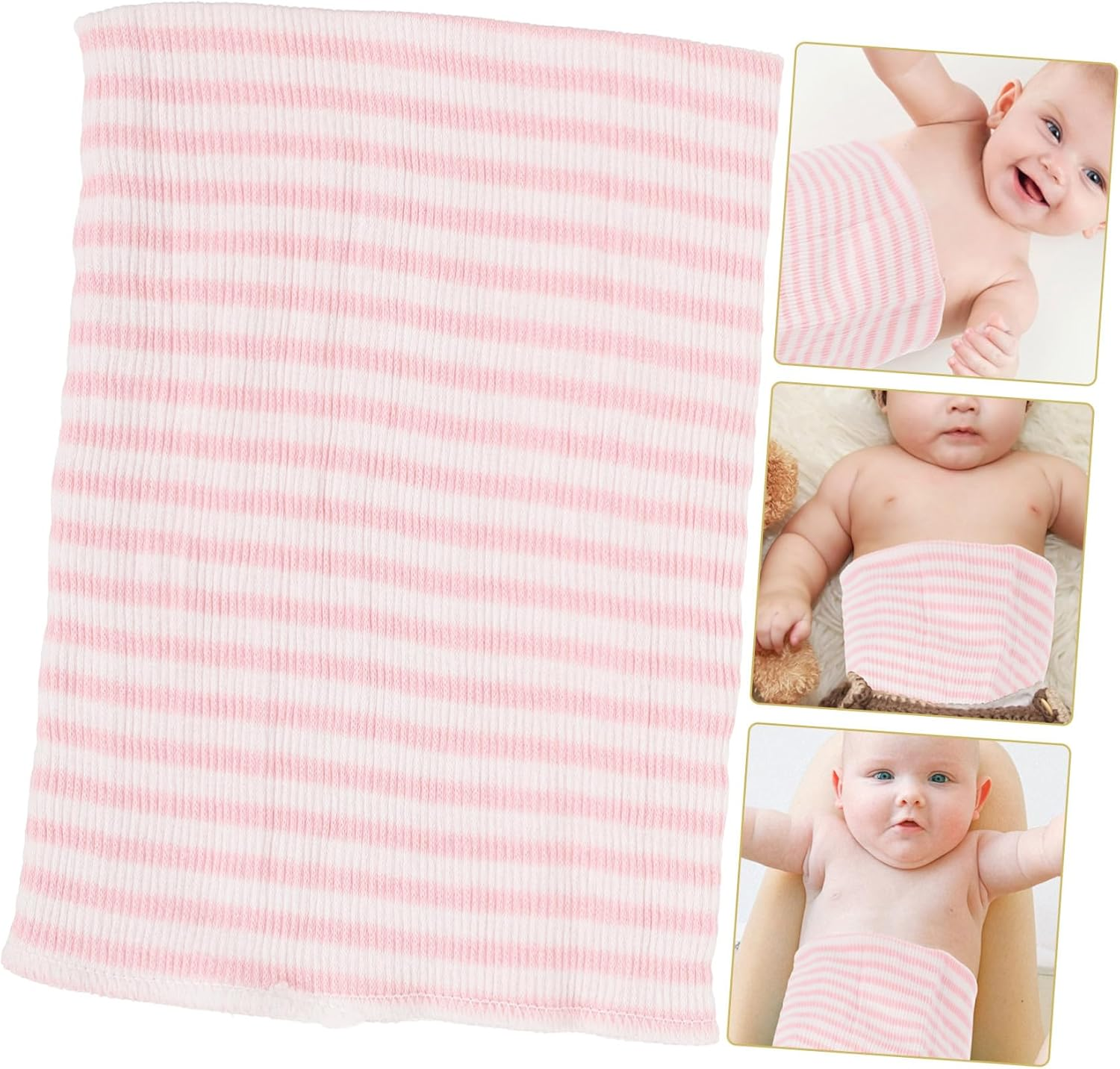 Cotton Belly Band for Newborns and Soft Navel Cord Protector with High Elasticity for Cold Weather Comfortable Belly Wrap in Pink Stripe Moms image number 1
