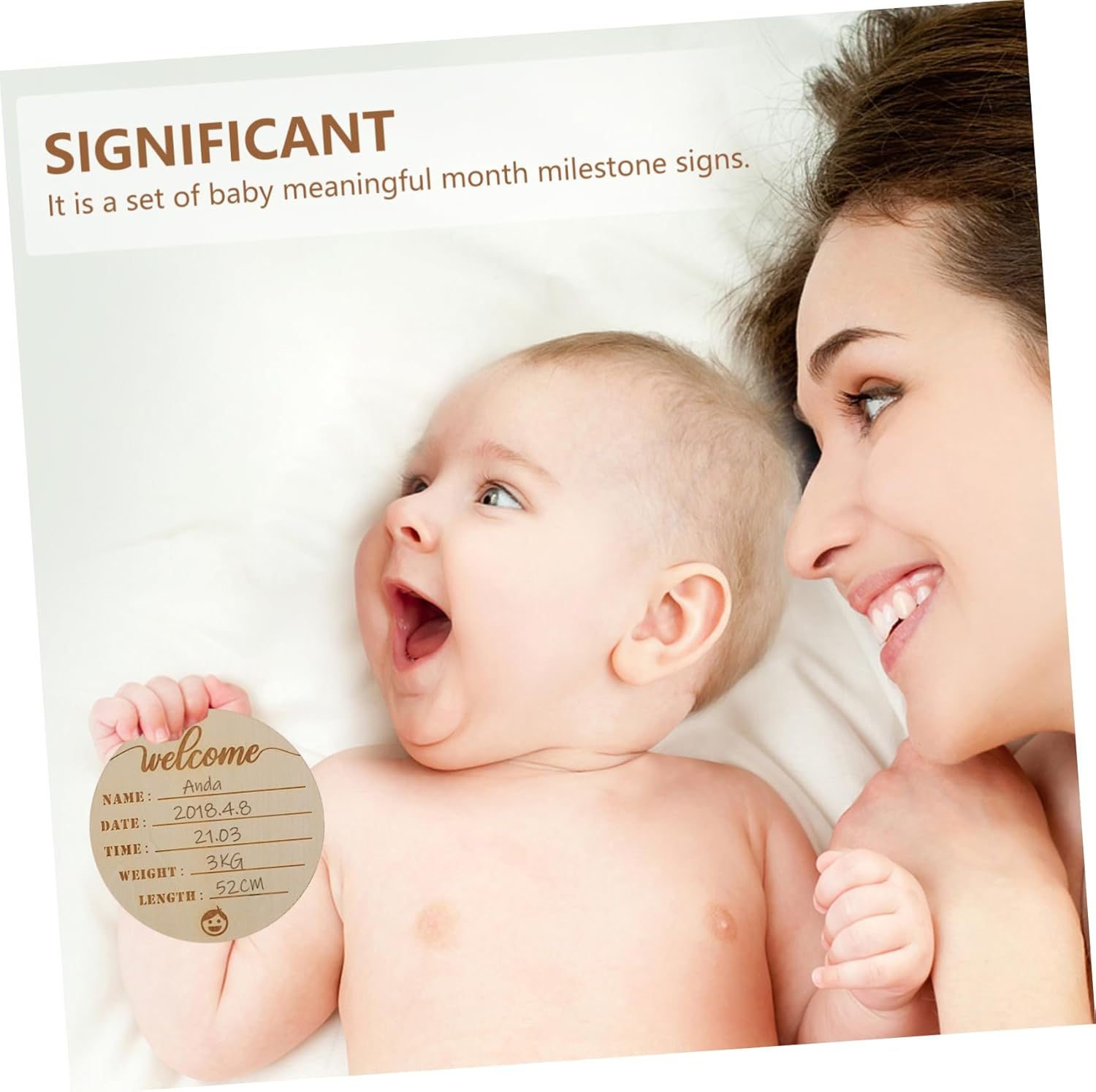 Kisangel 6Pcs Wooden Milestone Signs Photo Props Durable Birth Announcement Cards for Newborn Boys Monthly Keepsake Plaques to Record Growth - Multi image number 4