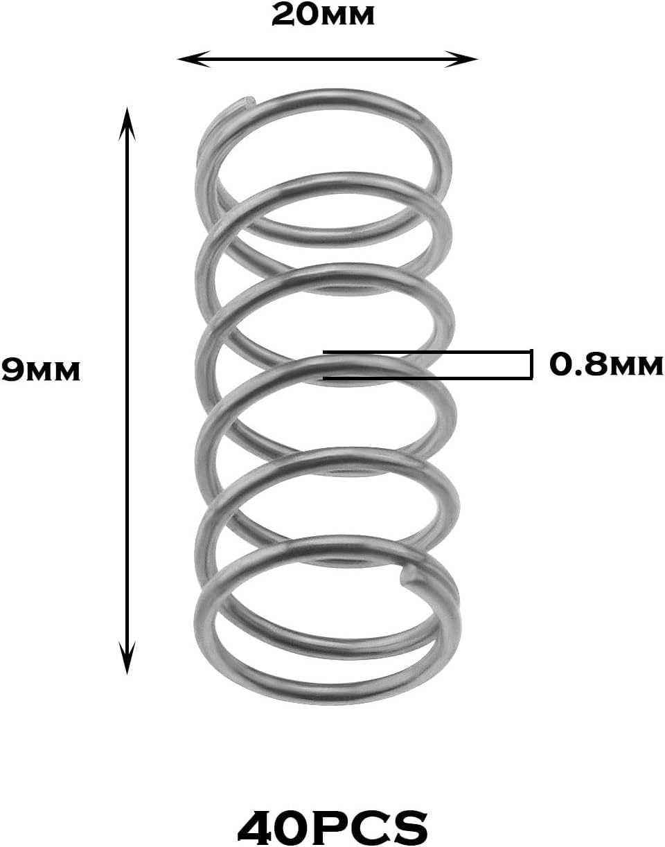 Emagtech 40PCS Compression Spring Stainless Steel Spiral Spring Extension Spring for Electrical Switches Household Appliances Automotive Switches Electronic Products image number 4