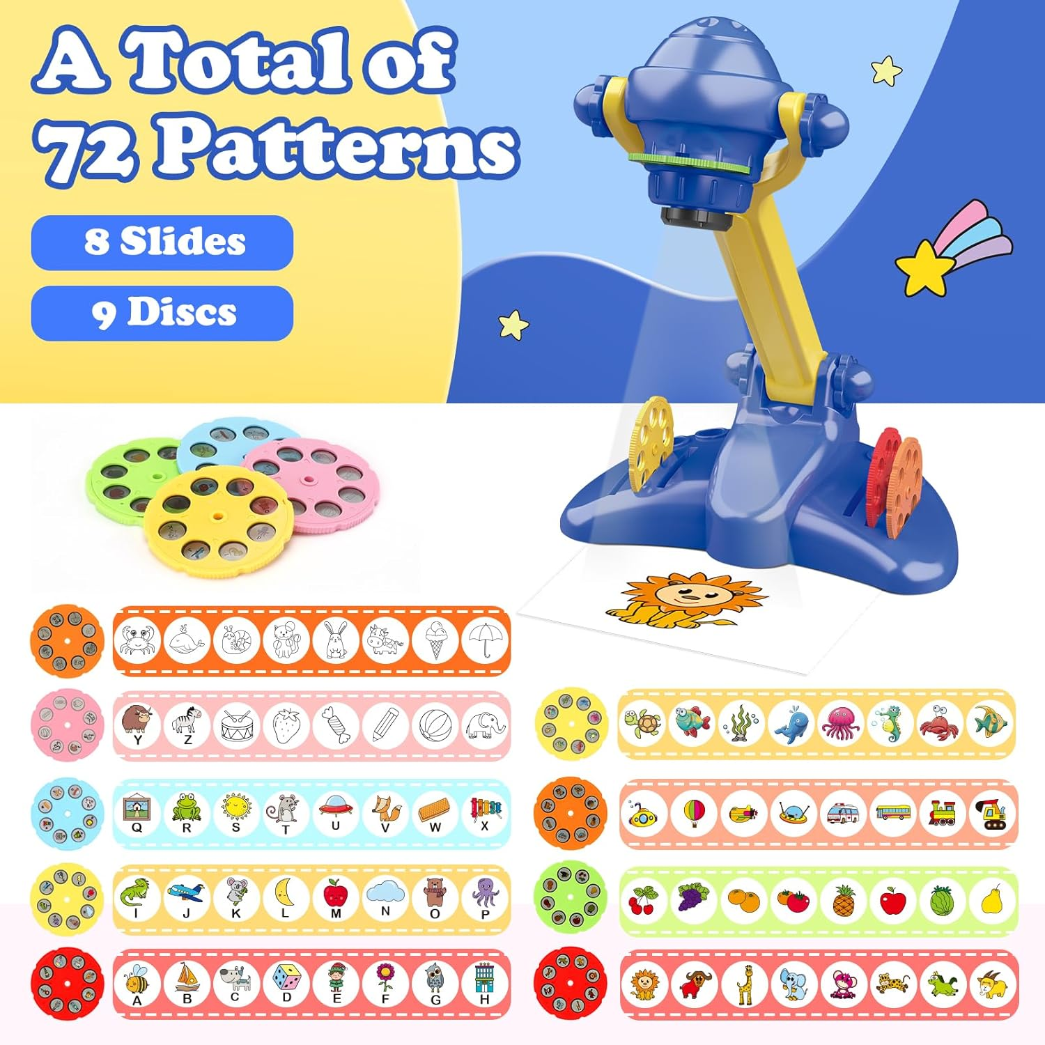 Drawing Projector for Kids, Art and Craft Kit, Including Colored Pencils, Crayons, Coloring Books,Toys for 3+ Year Old Boys (Blue Drawing Kit V2) image number 1