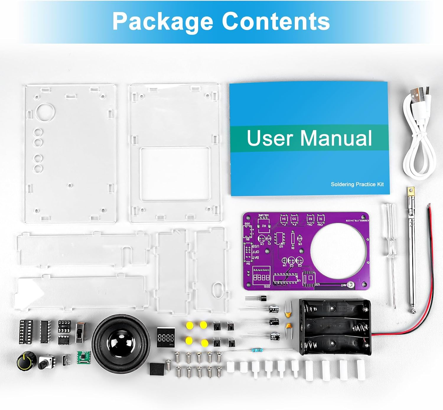 Radio with Large Speaker and Acrylic Case,Diy FM Radio Soldering Project, Electronic Soldering Practice Kit for High School STEM Education, 87-108Mhz image number 5