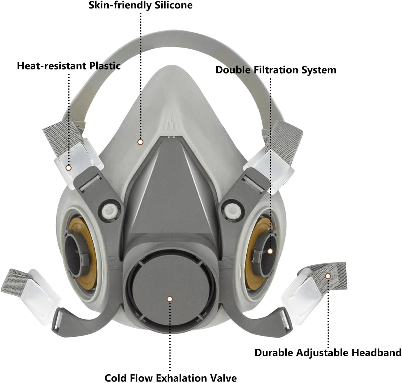 Respirator Reusable Half Face Cover MAHYQGE Gas Mask with Safety Glasses, Filters for Painting, Chemical, Organic Vapor, Welding, Polishing, Woodworking and Other Work Protection image number 1
