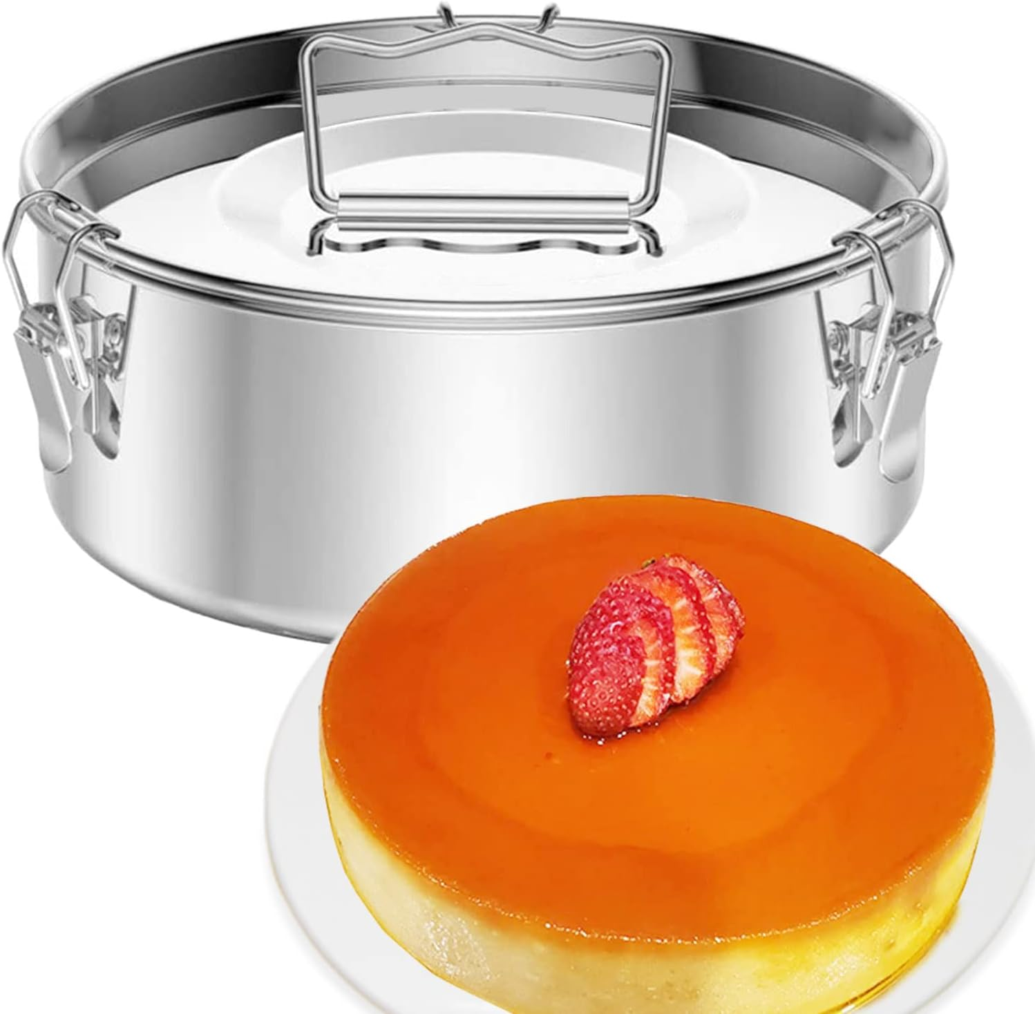 Flanera Stainless Steel Flan Mold 60 Oz, Compatible with Instant Pot 6 Qt [8Qt Avail], Mexican Design Flanera Flan Maker, Flan Pan, Moldes Para Flan - Flaneras Moldes Con Tapa image number 5