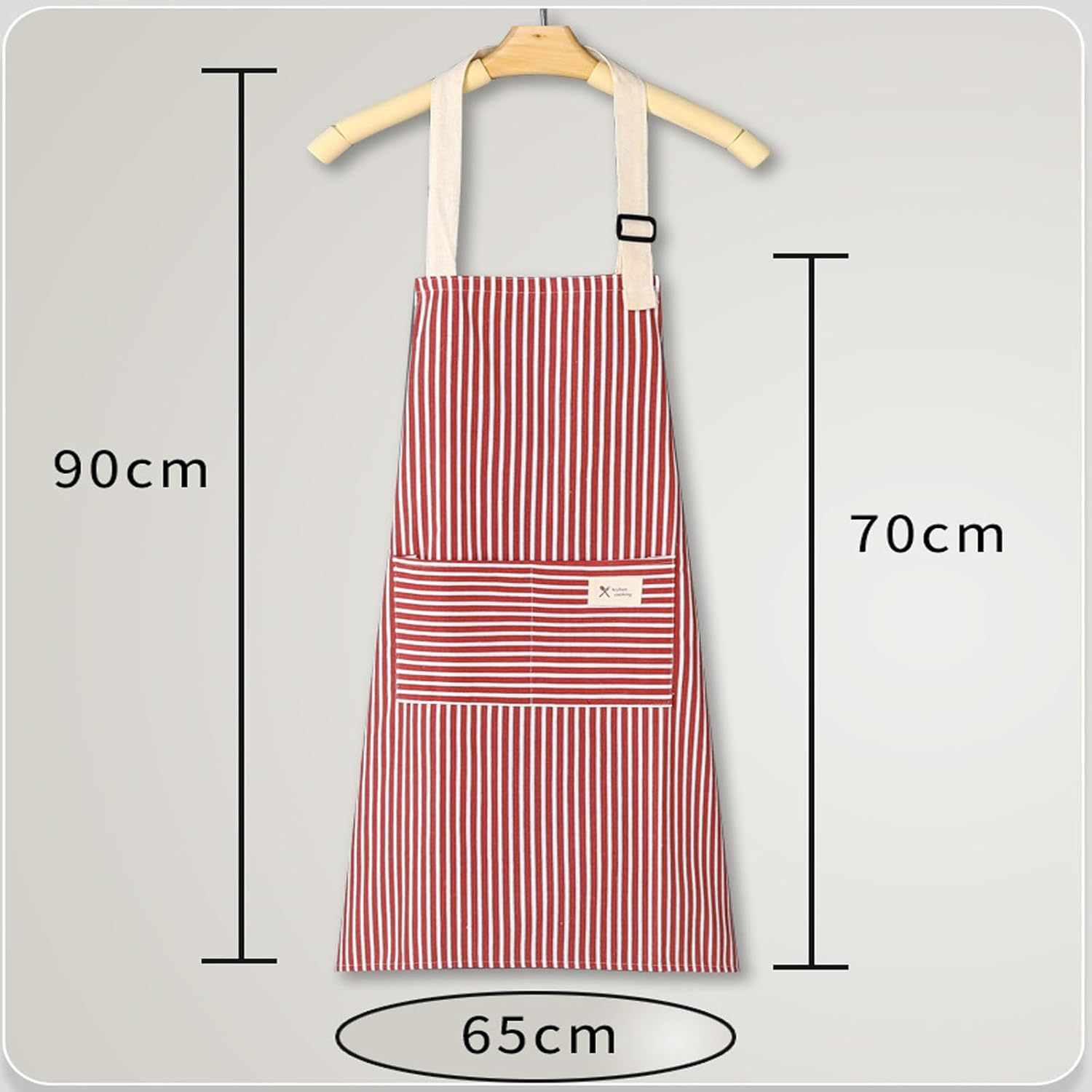 2 Packs Adjustable Apron Bib, Kitchen Cooking Aprons with Big Pocket for Women Men, Chef, Kitchen, Home, Restaurant, Cafe, Cooking, Baking (Streak/Blue & Red) image number 2