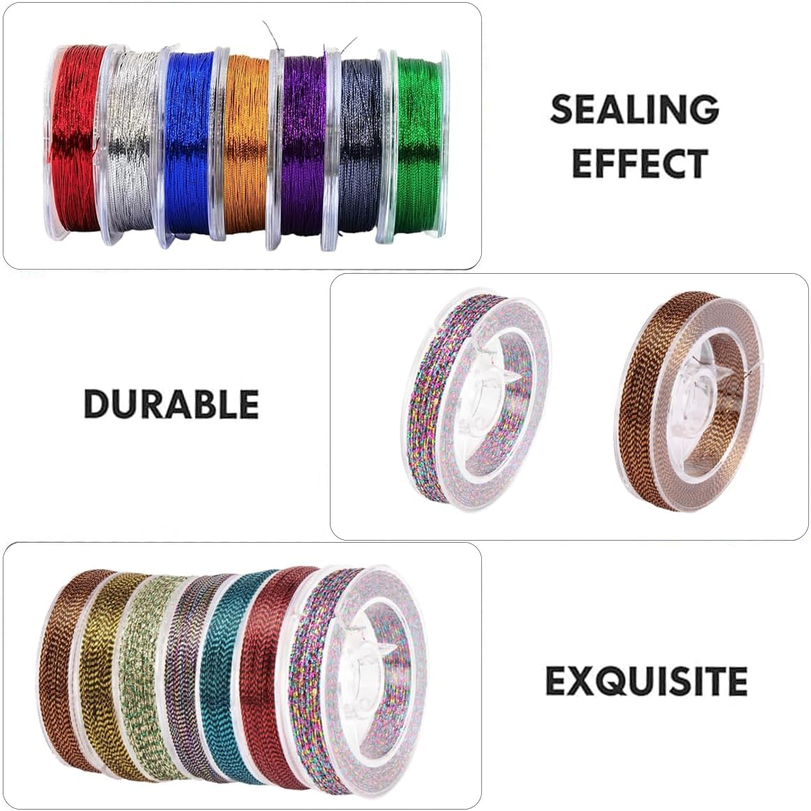 AIMALL 7 PCS Fishing Rod Guide Ring Binding Line - 100M-110M, 300D Diameter, Metal Wire, DIY Rod Modification