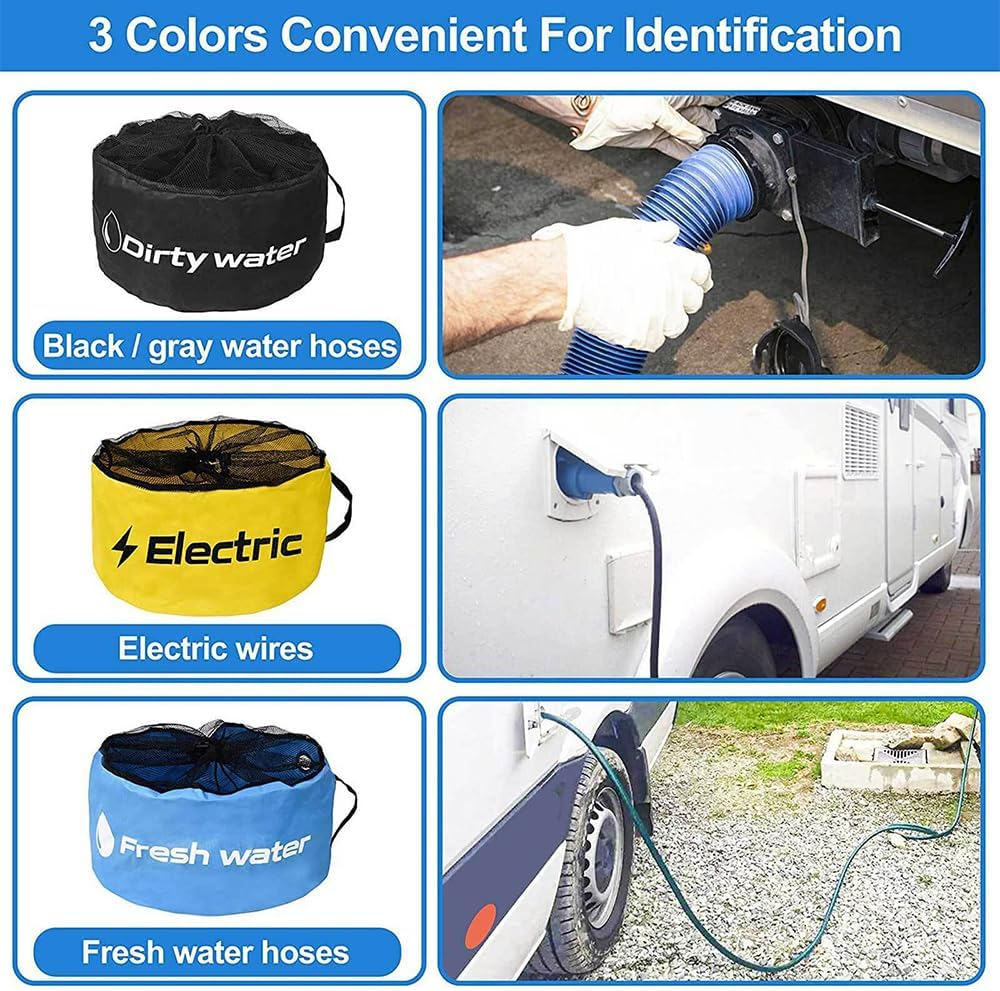 3PCS Hose Bag Caravan Camping RV Cable Organizer Water Hose Electrical Cords Storage image number 2