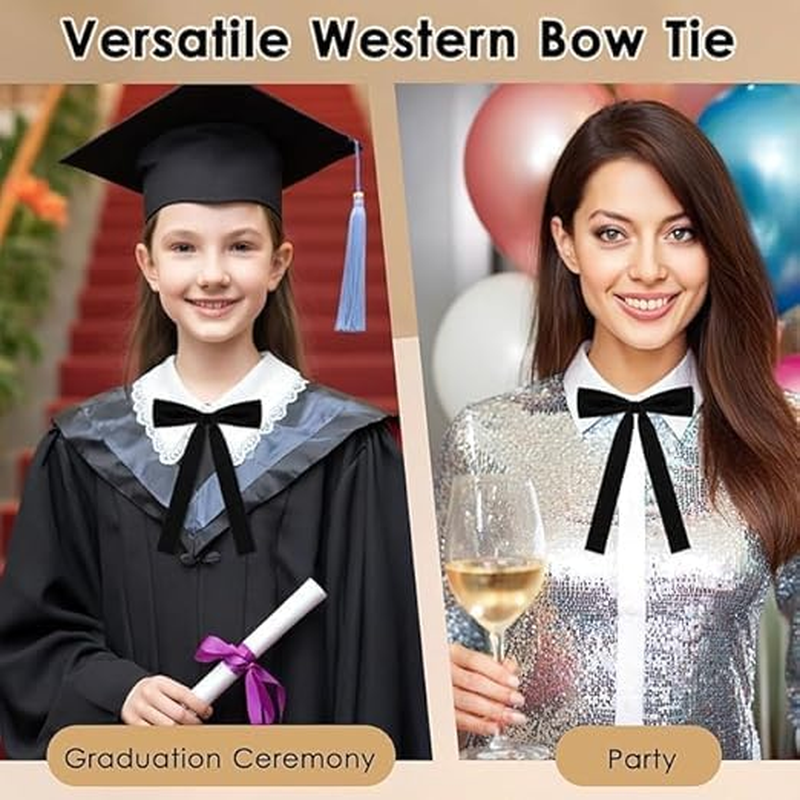 Bow Tie for Women, Western Ribbon Bow Tie, Colonel Adjustable Bowtie for School Uniform Shirt Wedding