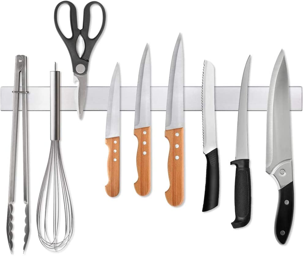 Ninonly 40 CM Magnetic Knife Strip for Wall,Premium Stainless Steel Wall Mounted Magnetic Knife Holder Kitchen Knives Bar Rack for Home Kitchen Utensil Tool Organizer image number 1