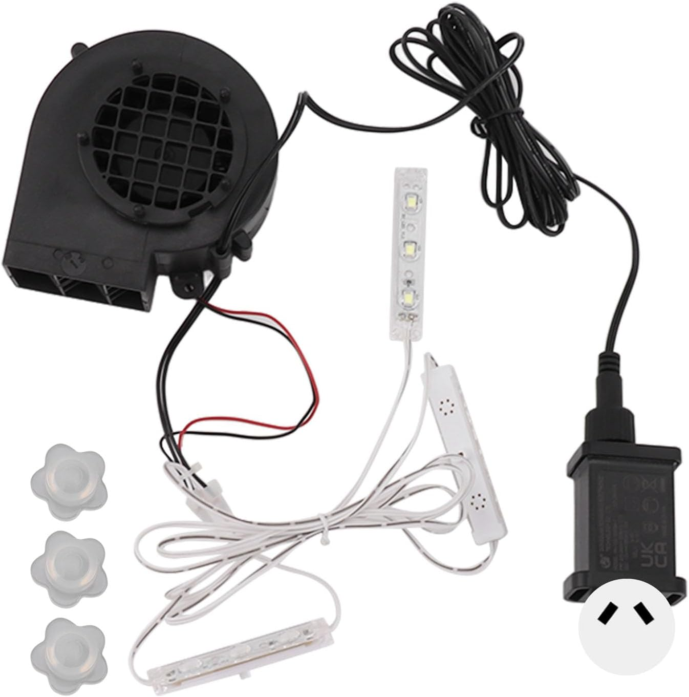 Inflatable Fan Blower Replacement with 3 LED Light Strings, Air Blower for Inflatables, Electric Air Mattress Pump for Halloween, Christmas, Yard, Outdoor Holiday Yard Decoration image number 1