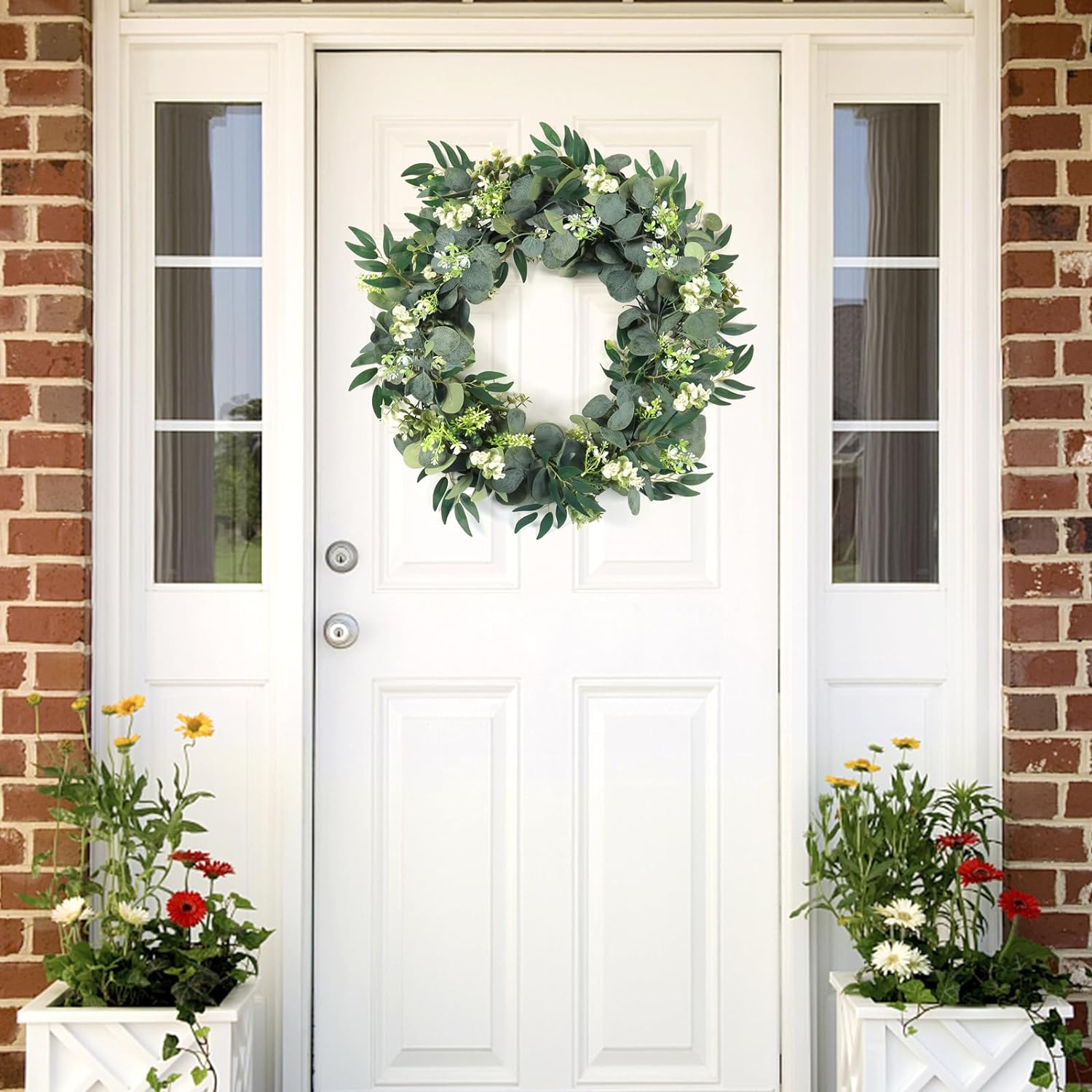 KHOYIME Eucalyptus Garland with Flowers 4 Packs 5.9Ft Willow Leaves Artificial Plant Fake Greenery Hanging Vines Faux Silk Ivy Wedding Arch Home Table Decor Backdrop Indoor Outdoor image number 3