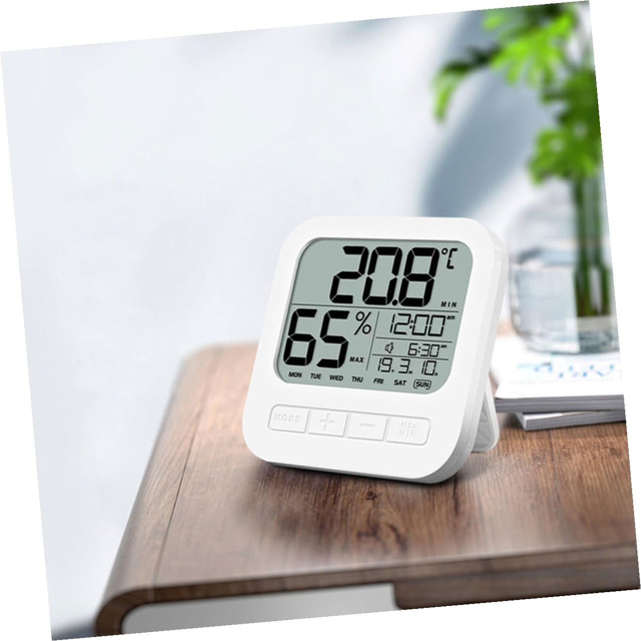 Veemoon High Accuracy Digital Hygrometer with Temperature Humidity Monitor Indoor Electronic Thermometer for Home Office Folding Stand and Wall Mount Options Celsius Fahrenheit Display image number 3
