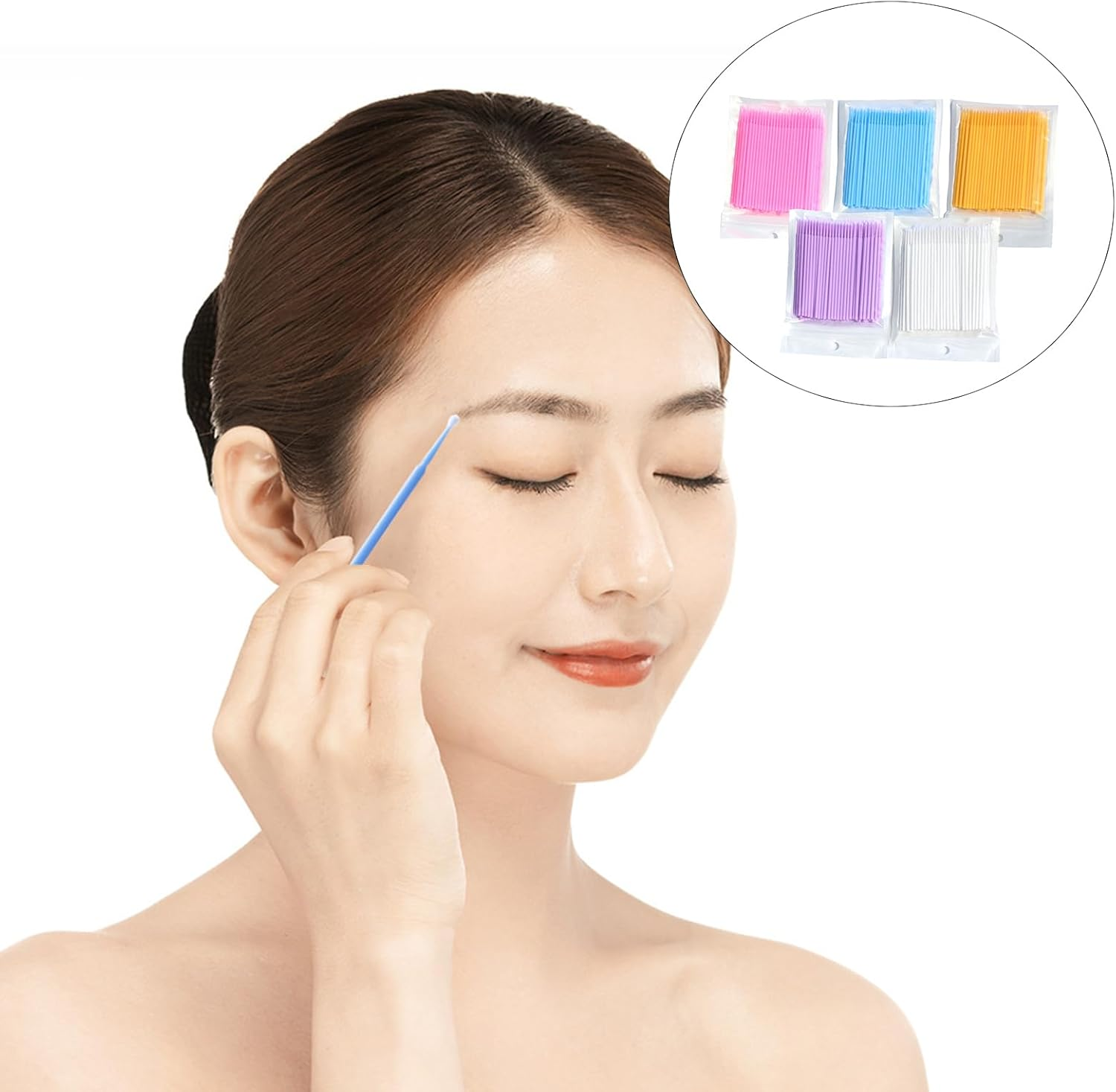 500Pcs Micro Brushes, Micropore Brushes, Eyelash Brush, Microbrushes, Micro Applicator Brushes, Applicator Eyelash for Eyelashes Extensions 5 Color image number 5