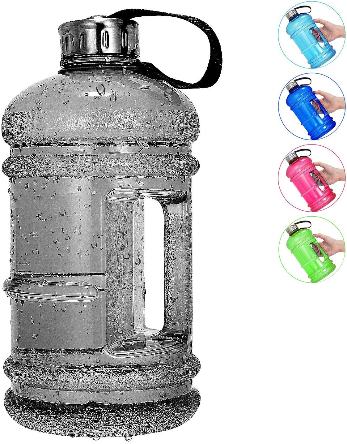 Vaupan Half Gallon Big Water Bottle, 2.2L/73 OZ Large Leak Proof Sports Jug with Handle,Huge BPA Free PETG Plastic Wide Mouth Drinking Container Flask for Fitness Gym Biking Travel Outdoor Water Jug image number 3