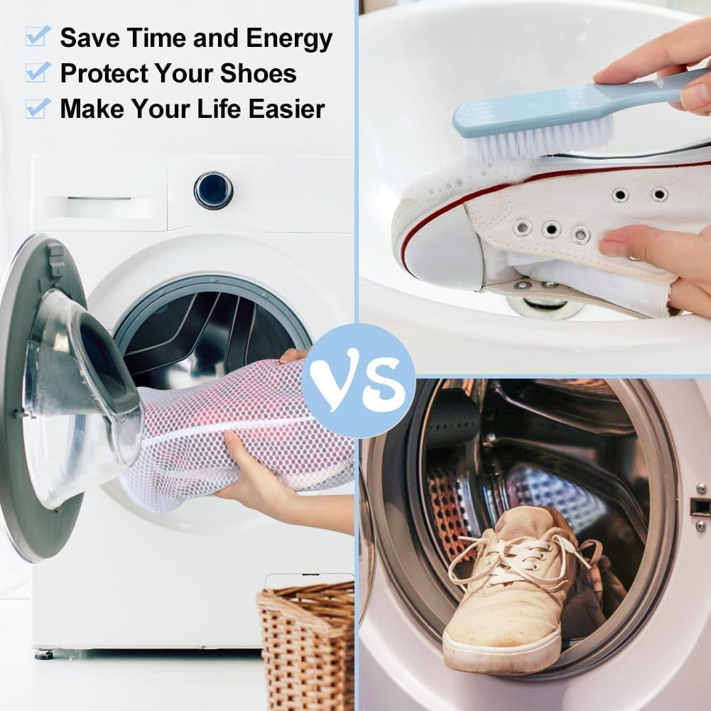 4 Pcs Laundry Bags Mesh Wash Bags, 20 X 35 Cm Net Washer Sack with Zipper, Shoe Cleaning Laundry Bag for Cleaning and Drying Footwear, Sneaker, Trainers, Plimsolls, Slippers, Gym, Running, Tennis image number 4