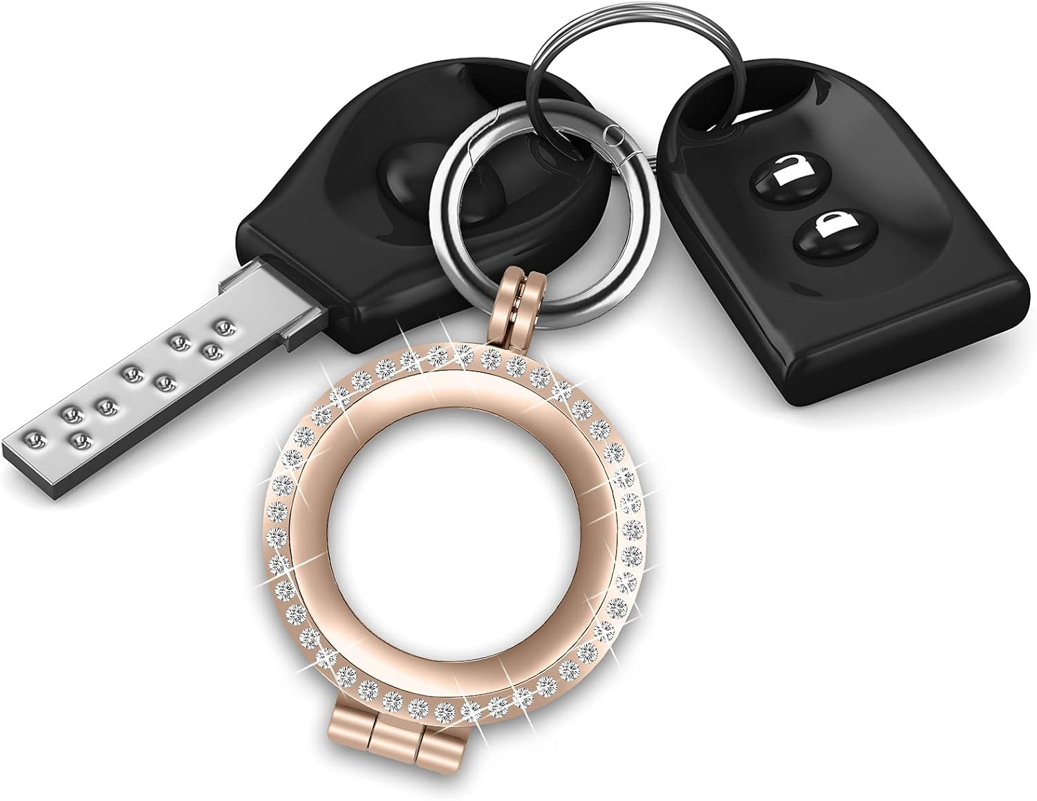 4-Pack Airtag Case for Apple Airtag Holder, Metal with Diamonds Anti-Lost Protective Case, Dustproof Air Tag Holders for Pet Tracking, Bags, Kids, Keys, Luggage, Dog Collar (Rose Gold) image number 1