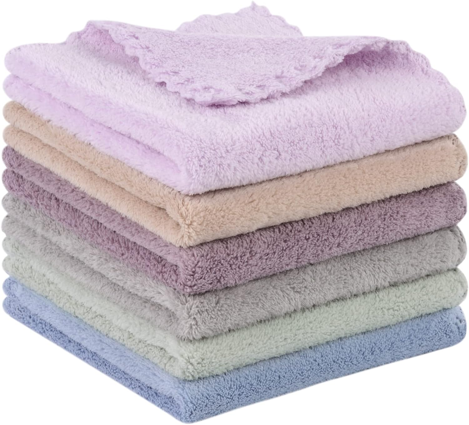 SUNLAND Microfiber Face Cloth Reusable Makeup Remover Facial Cleansing Towel Ultra Soft Face Washcloth 12Inchx12Inch 6 Pack Multicolor image number 1