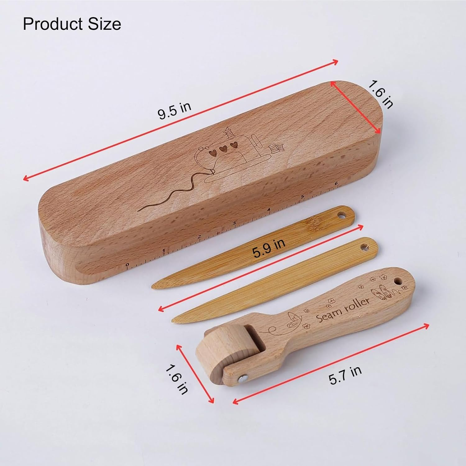 4Pcs Tailor'S Clapper Set, Hardwood Seam Presser Tool for Quilter Pressing & Flattening, Sewing Wood Clapper