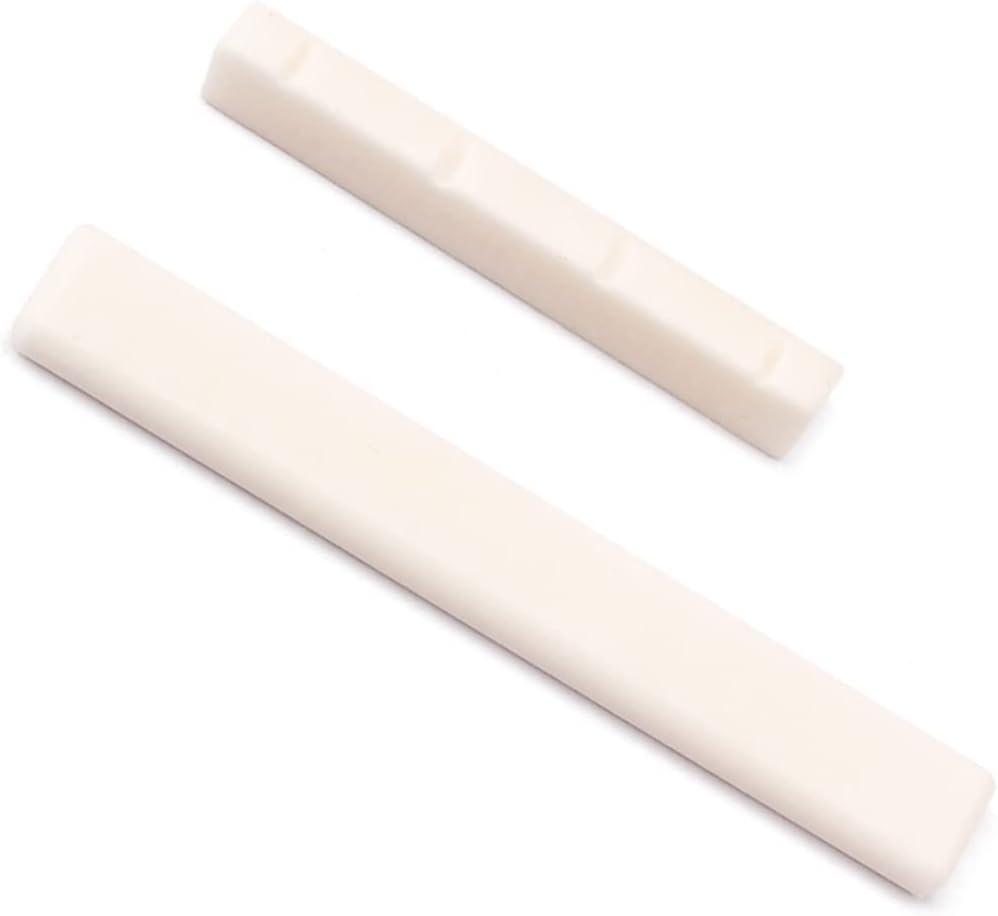 Bone Ukulele Bridge Saddle and Nut Set for 4-String Acoustic Ukulele, Cow Bone Material, Pre-Slotted Design, Musical Instrument Accessory for String Replacement and Sound image number 3