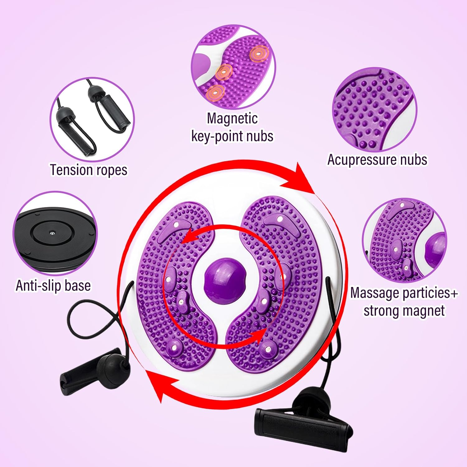 Waist Whisper, Waist Twisting Disc with Drawstring and Foot Massage Waist Sculptor Machine Twister Body Shaping Waist Twisting Disc Fitness Turntable for Women Adults Weight Loss/Cardio Exercise image number 6