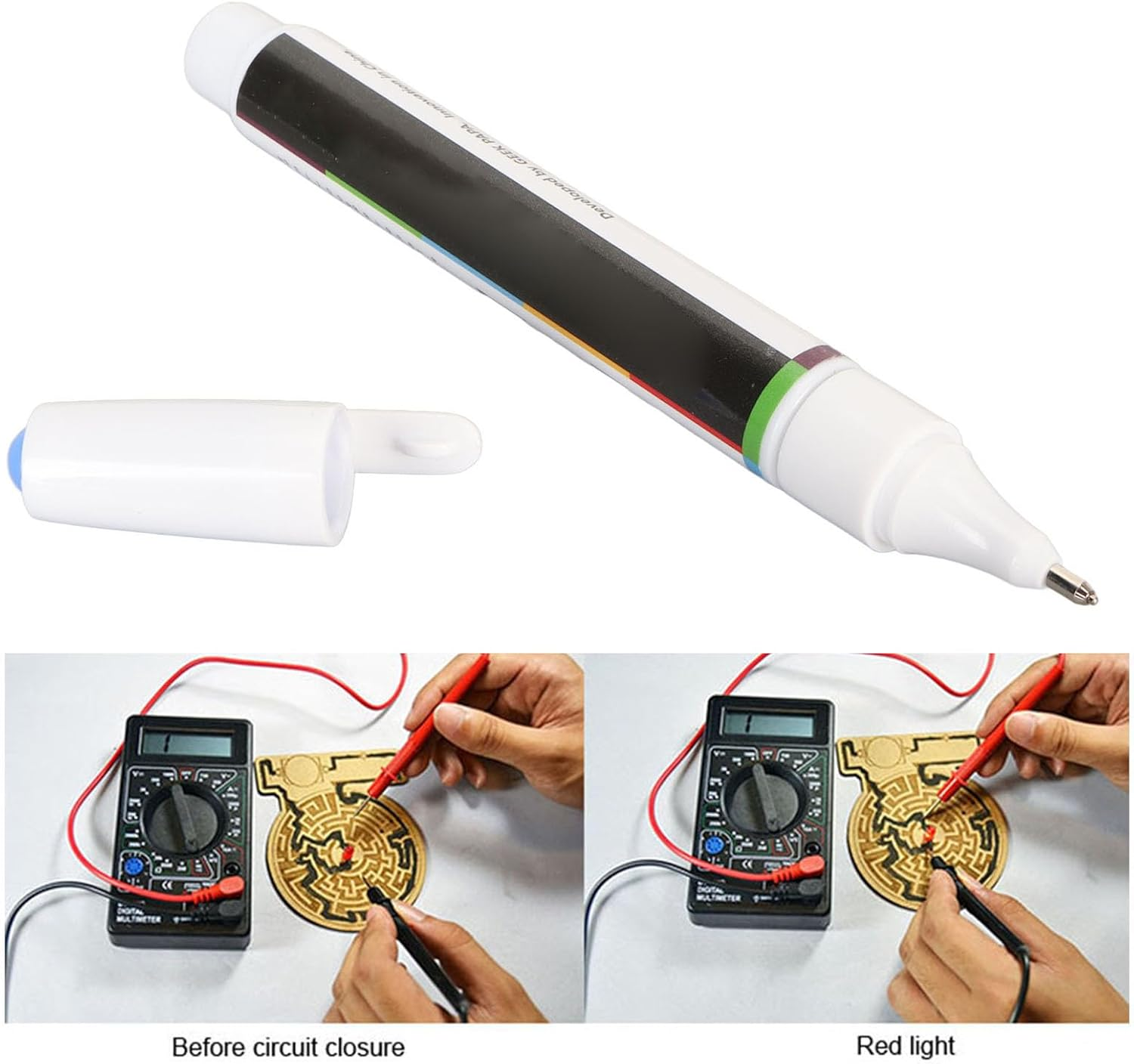 Conductive Ink Pen Experiment Pen 6ML, Durable Adhesion Circuit Repair Quick Drying Portable Conductive Pen for Science Experiment (Gold) image number 5